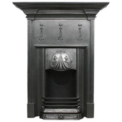 Antique Tall and Elegant Reclaimed Edwardian Art Nouveau Cast Iron Fireplace