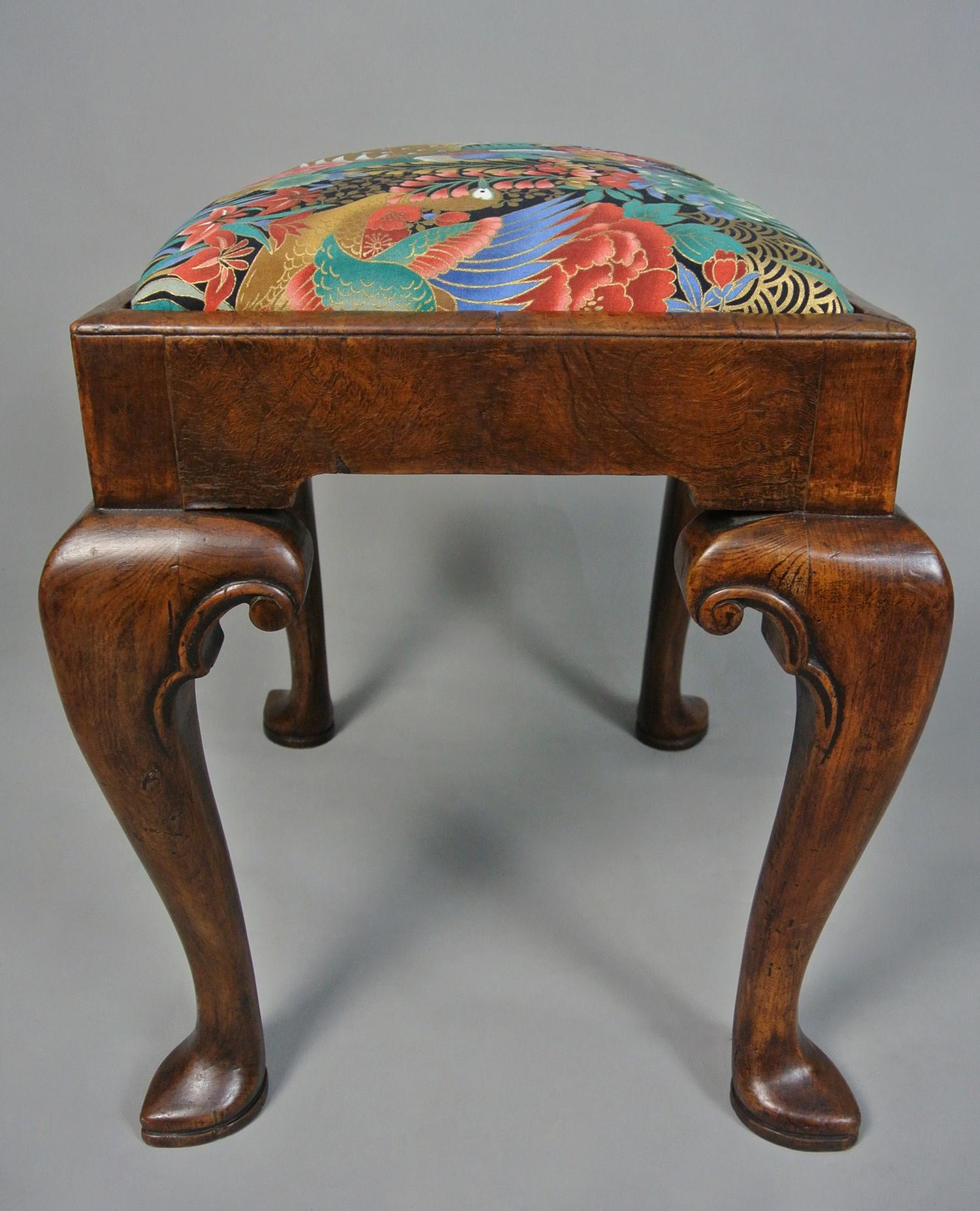 Tall and Handsome George II Walnut Stool with Slipper Feet c. 1750 1