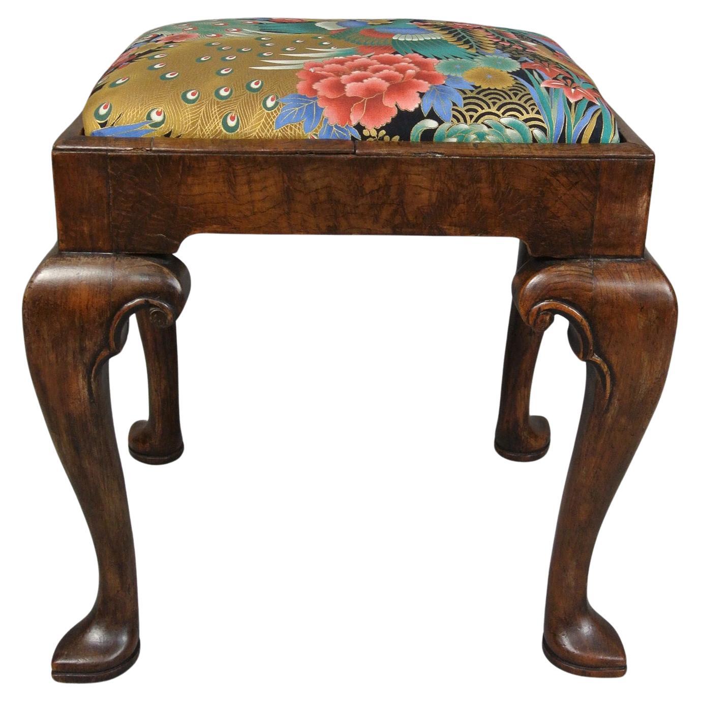 Tall and Handsome George II Walnut Stool with Slipper Feet c. 1750