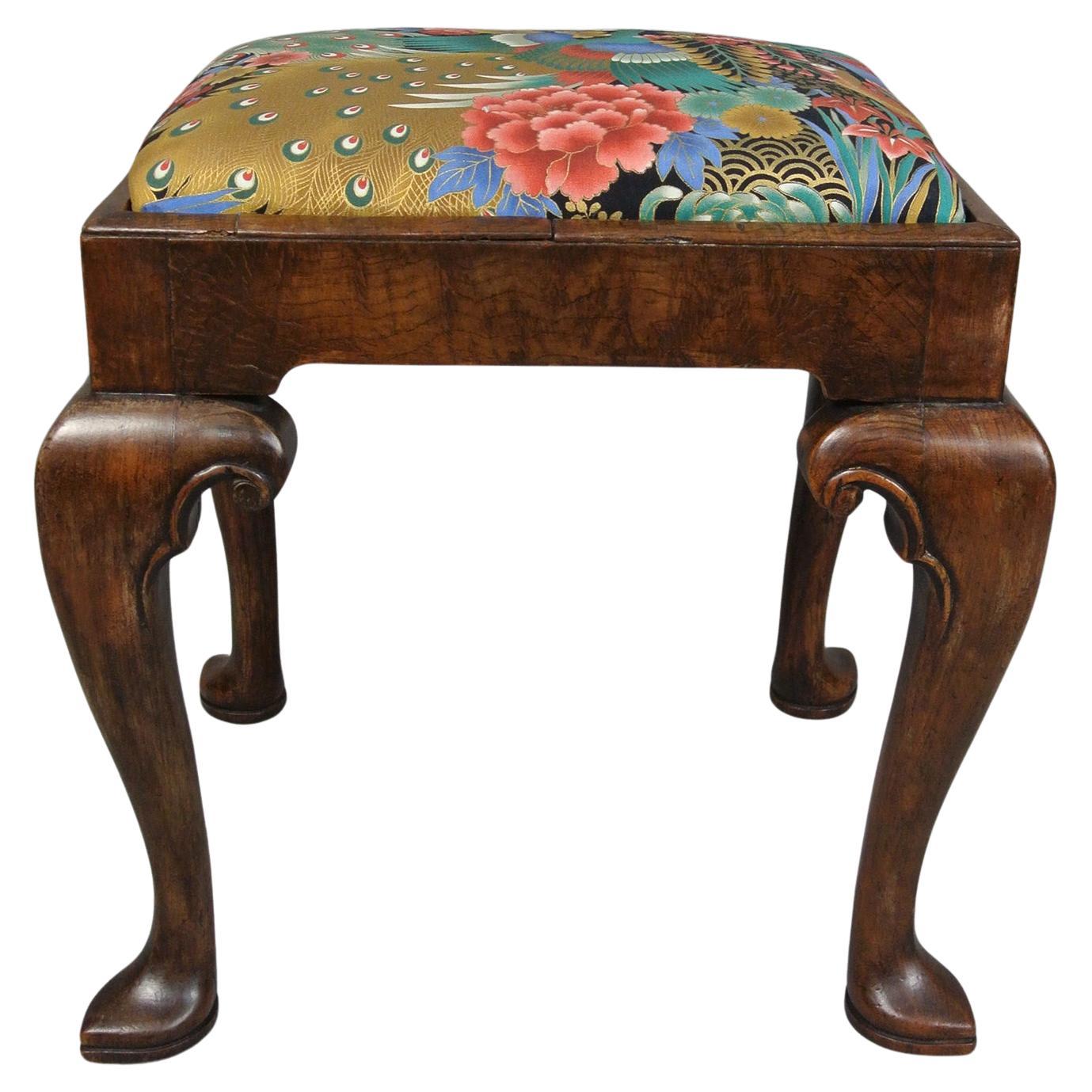 Tall and Handsome George II Walnut Stool with Slipper Feet c. 1750 For Sale