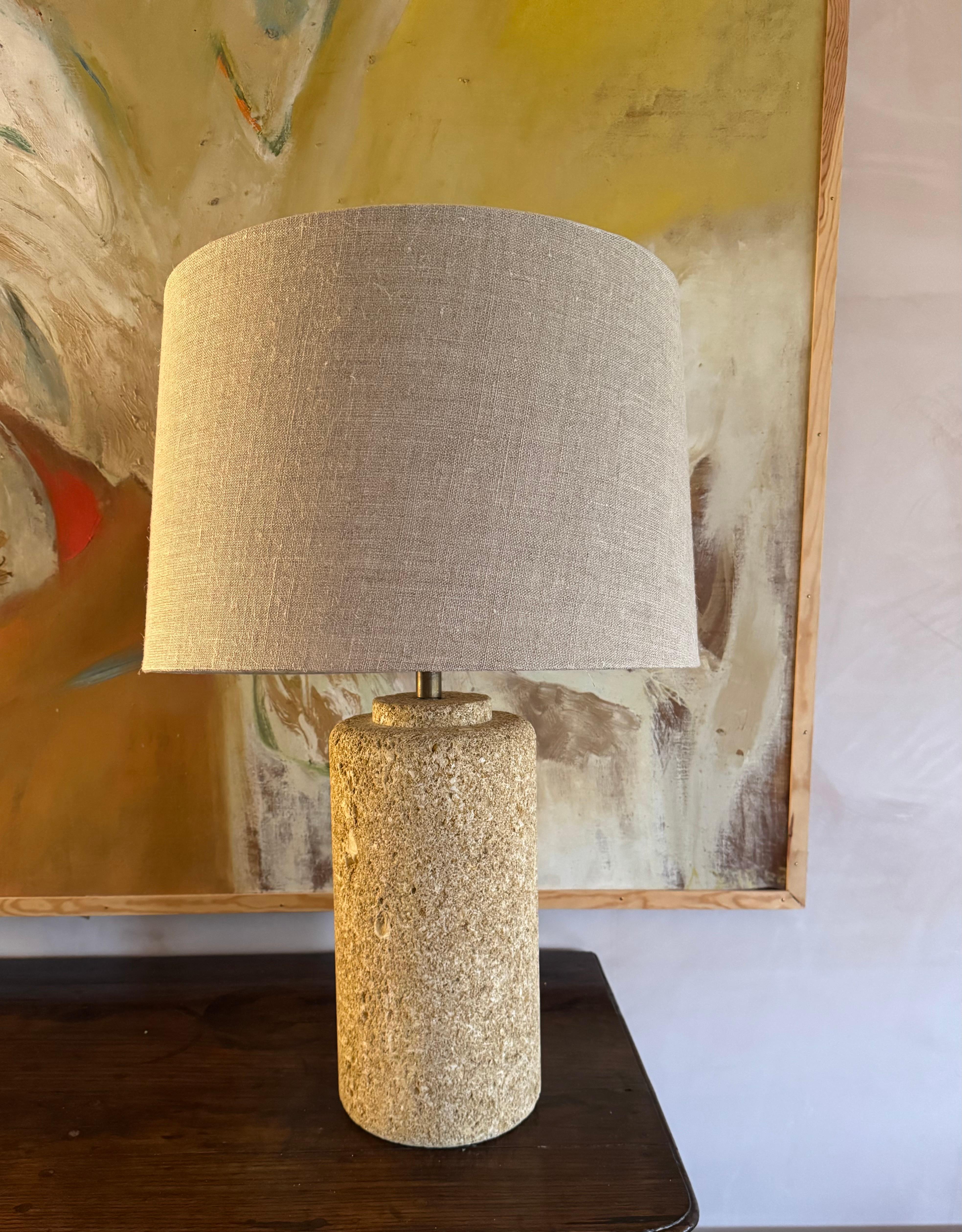Mid-Century Modern Tall and heavy gard stone lamp. For Sale