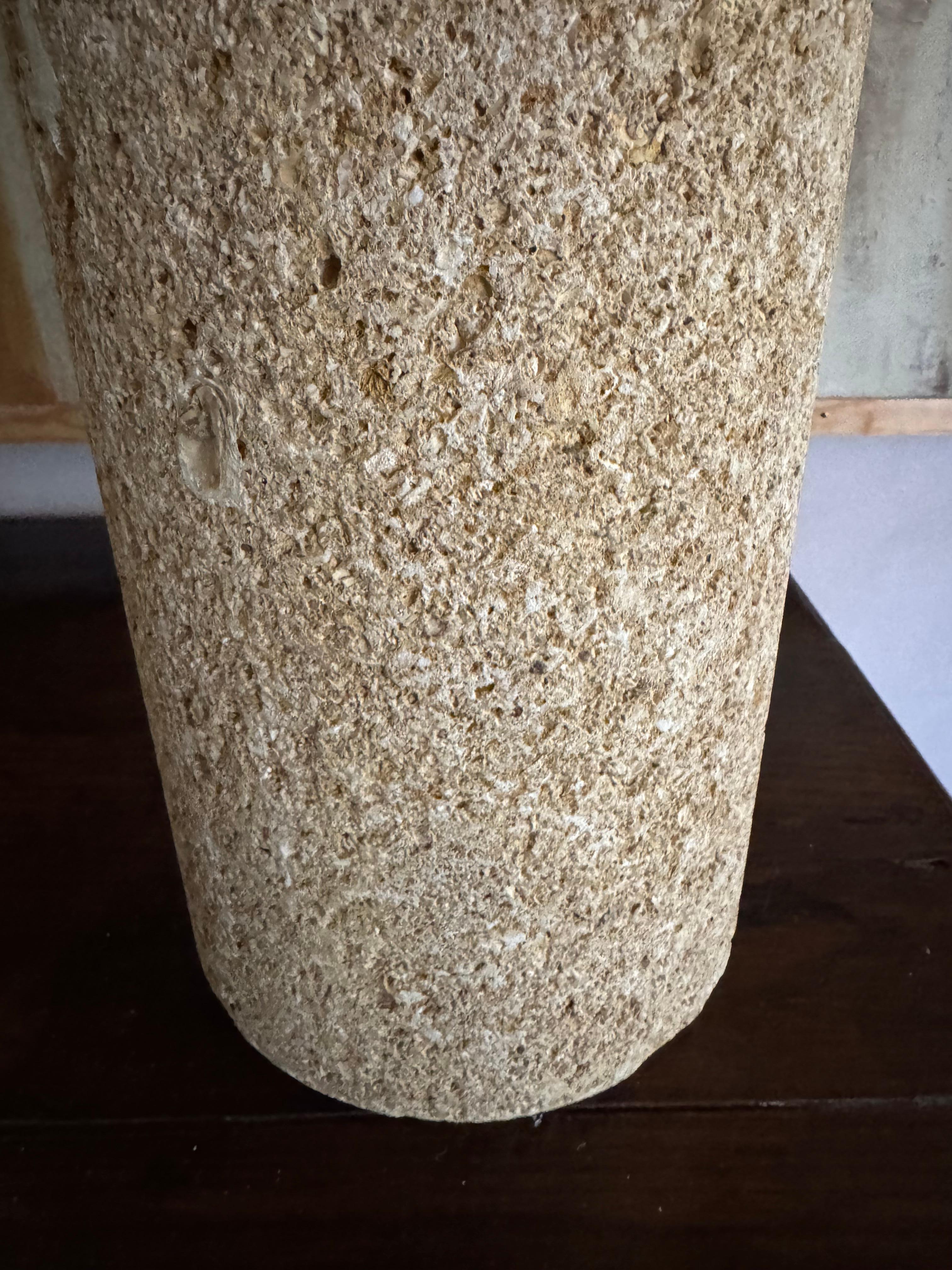 Hand-Carved Tall and heavy gard stone lamp. For Sale