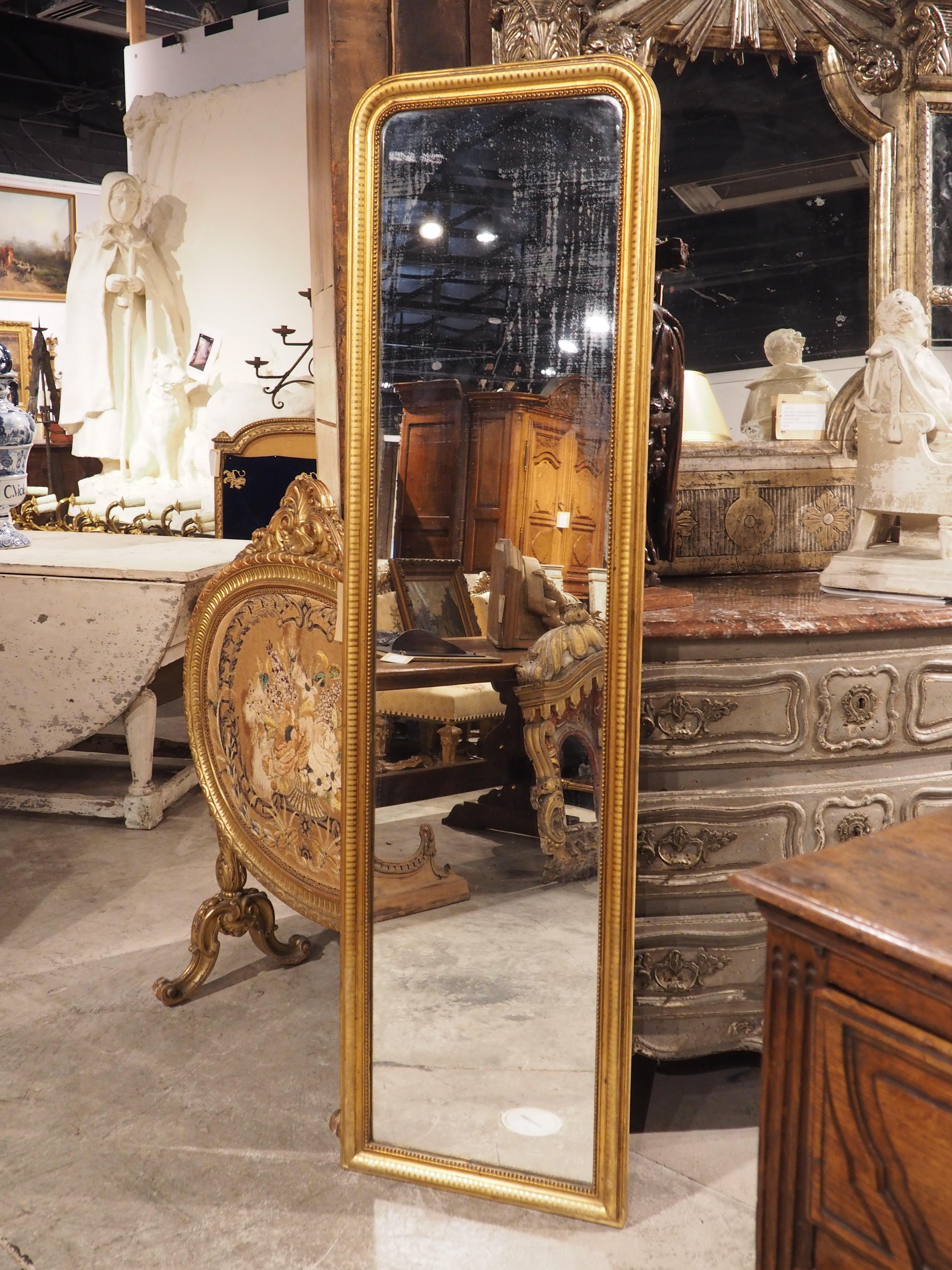 Hand-Carved Tall and Narrow Antique French Louis Philippe Mirror, Circa 1840