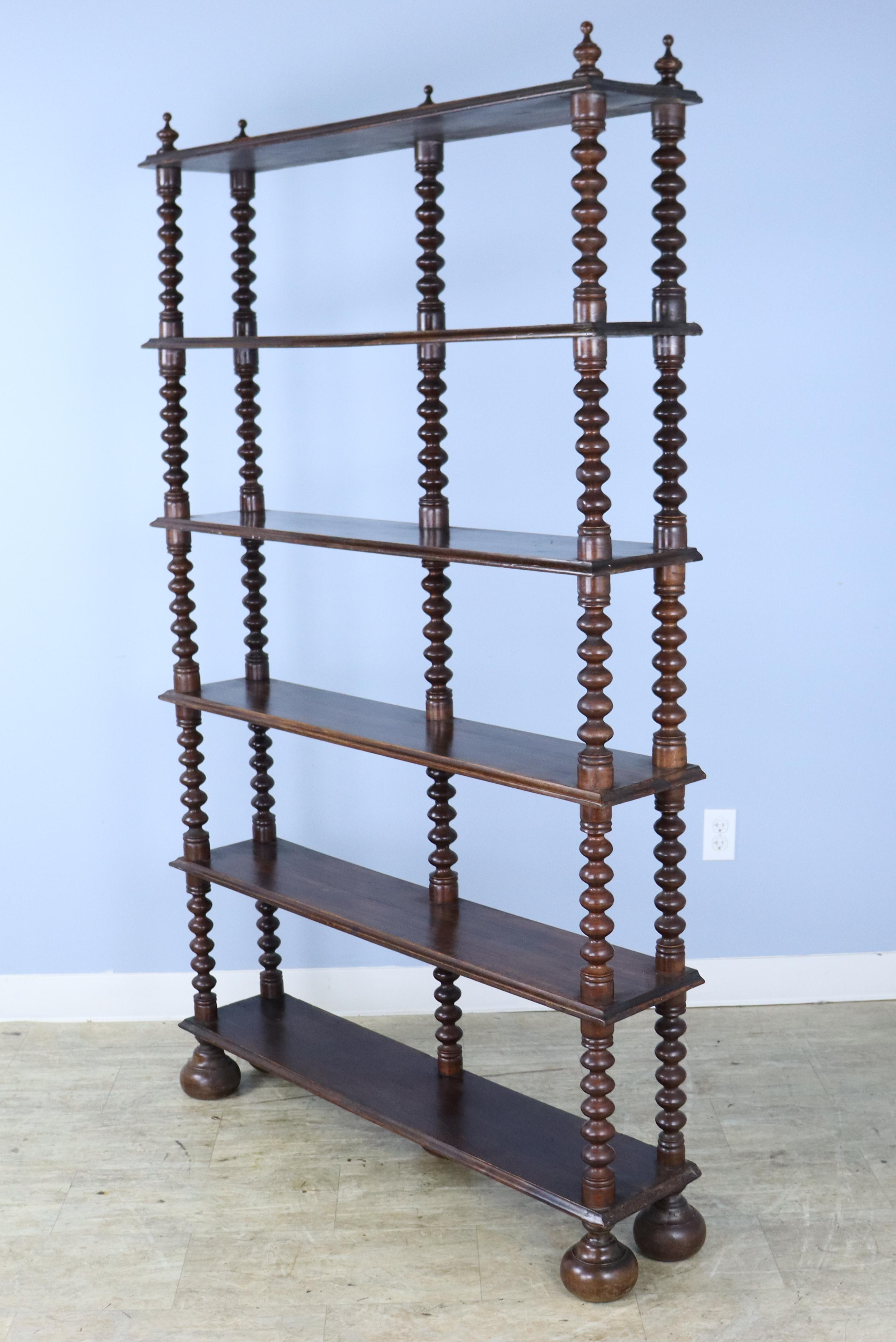 French Tall and Narrow Bobbin Turned Bookcase