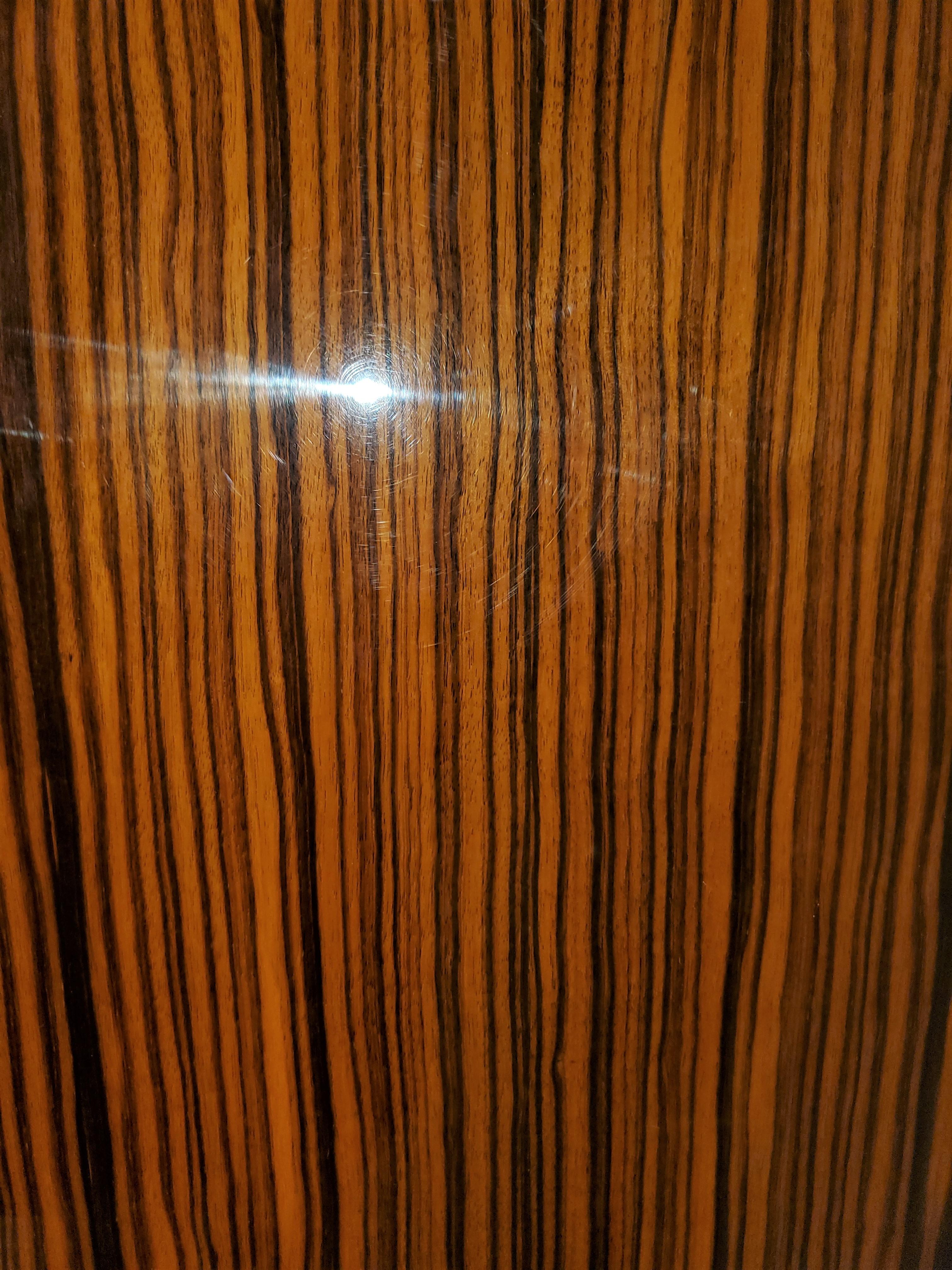 Tall and Narrow Original French Macassar Ebony Inlaid Cabinet For Sale 3