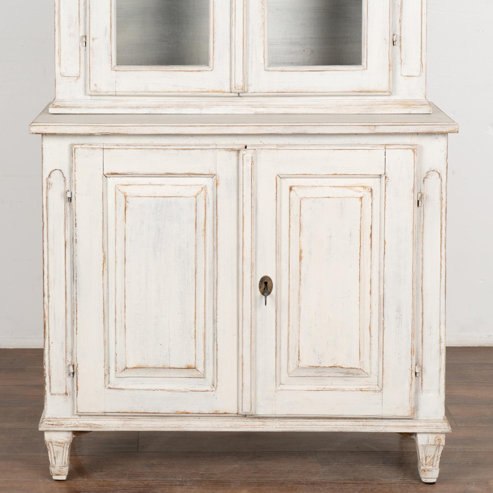 Tall and Narrow White Painted Bookcase Cabinet, Sweden 1890-20 4