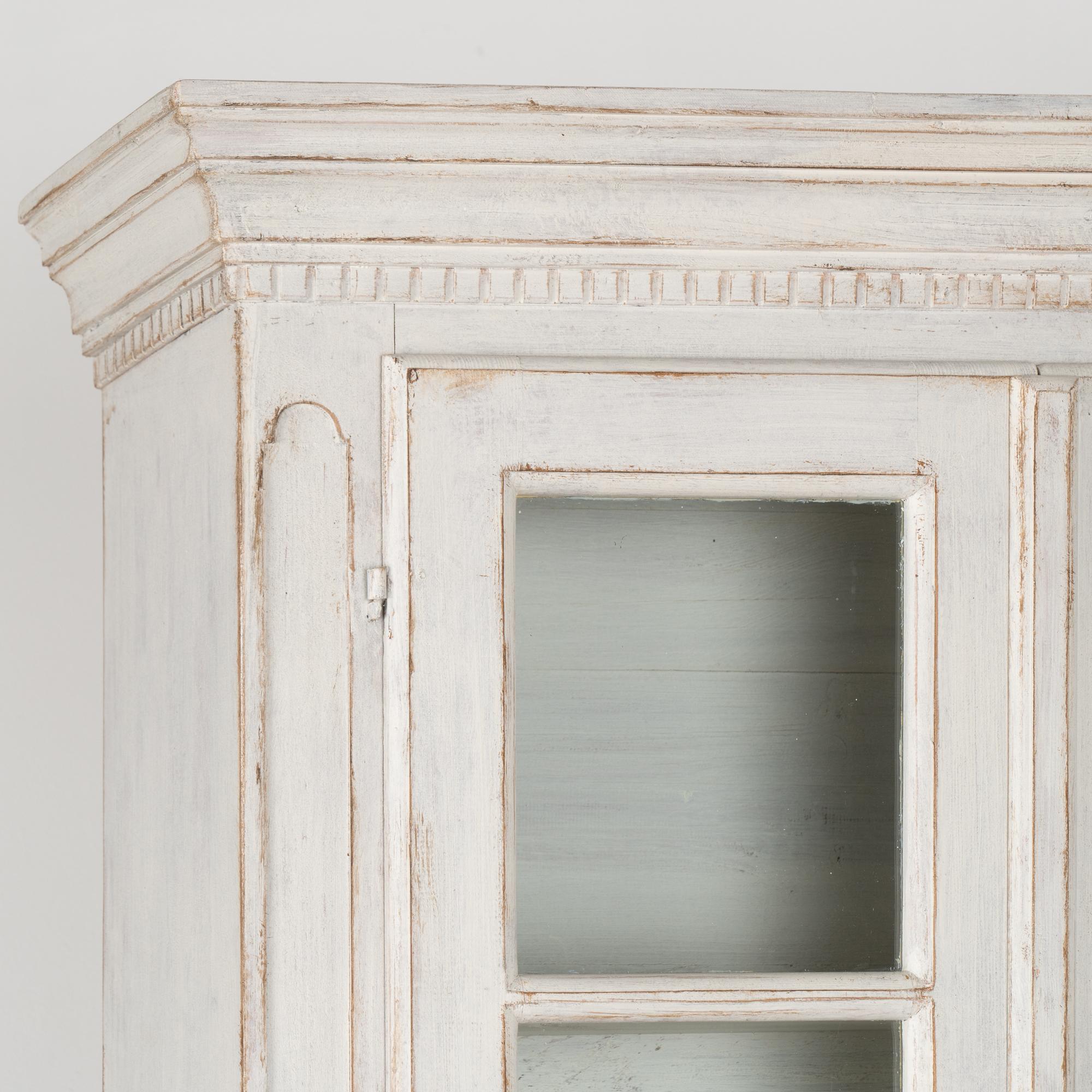 19th Century Tall and Narrow White Painted Bookcase Cabinet, Sweden 1890-20