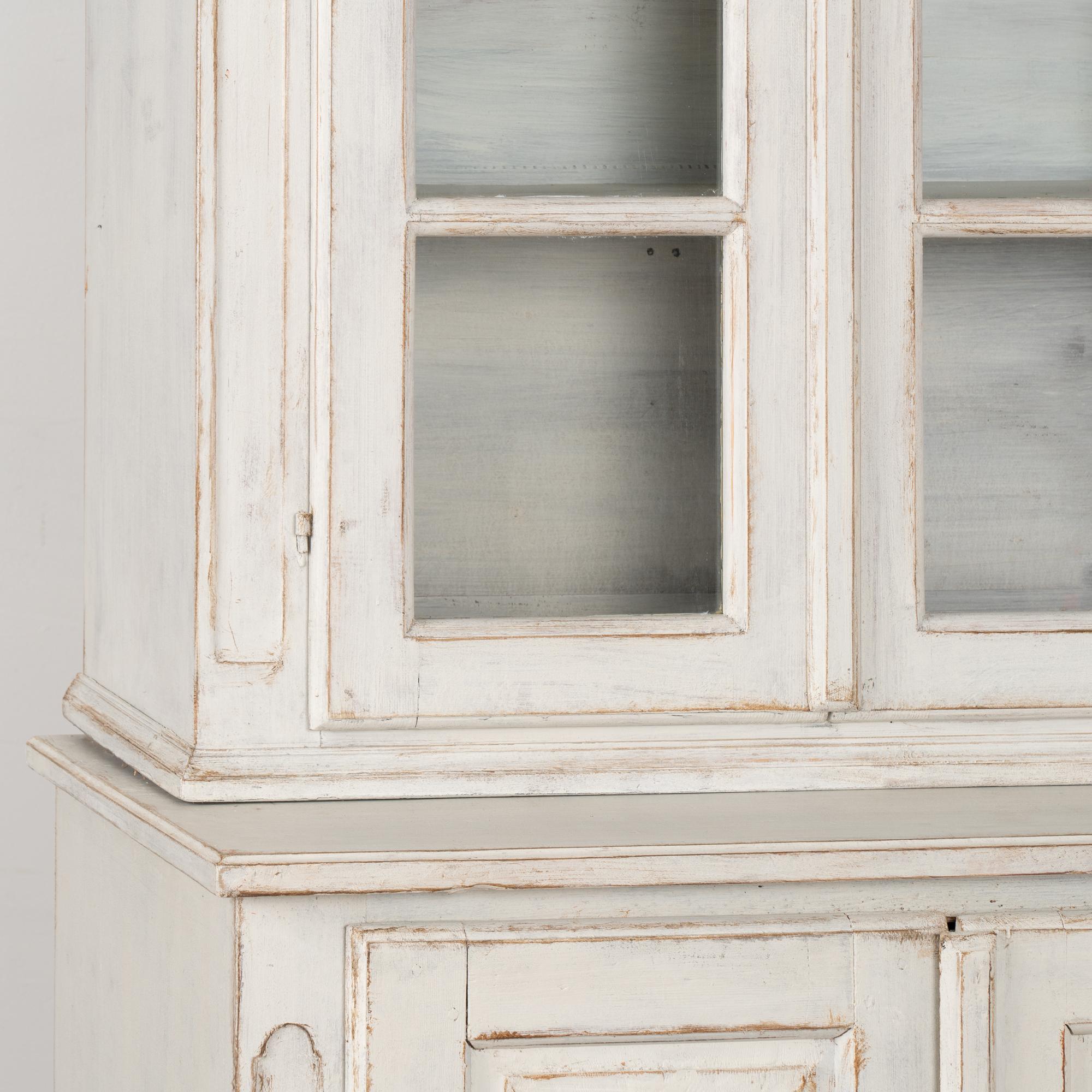 Tall and Narrow White Painted Bookcase Cabinet, Sweden 1890-20 1