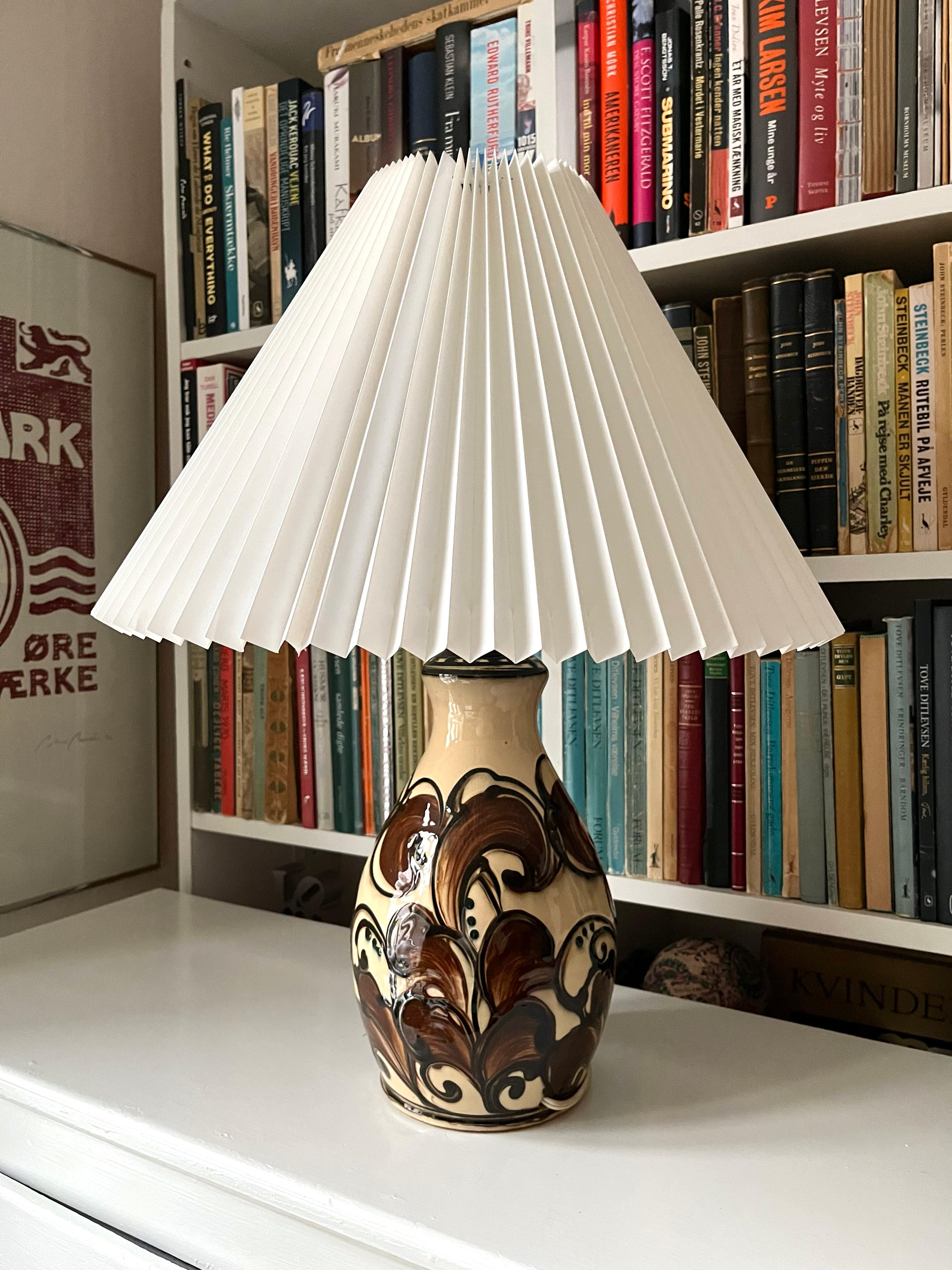 Art Nouveau Tall and rare Danish 1920s Danico Pottery ceramic table lamp art nouveau  For Sale