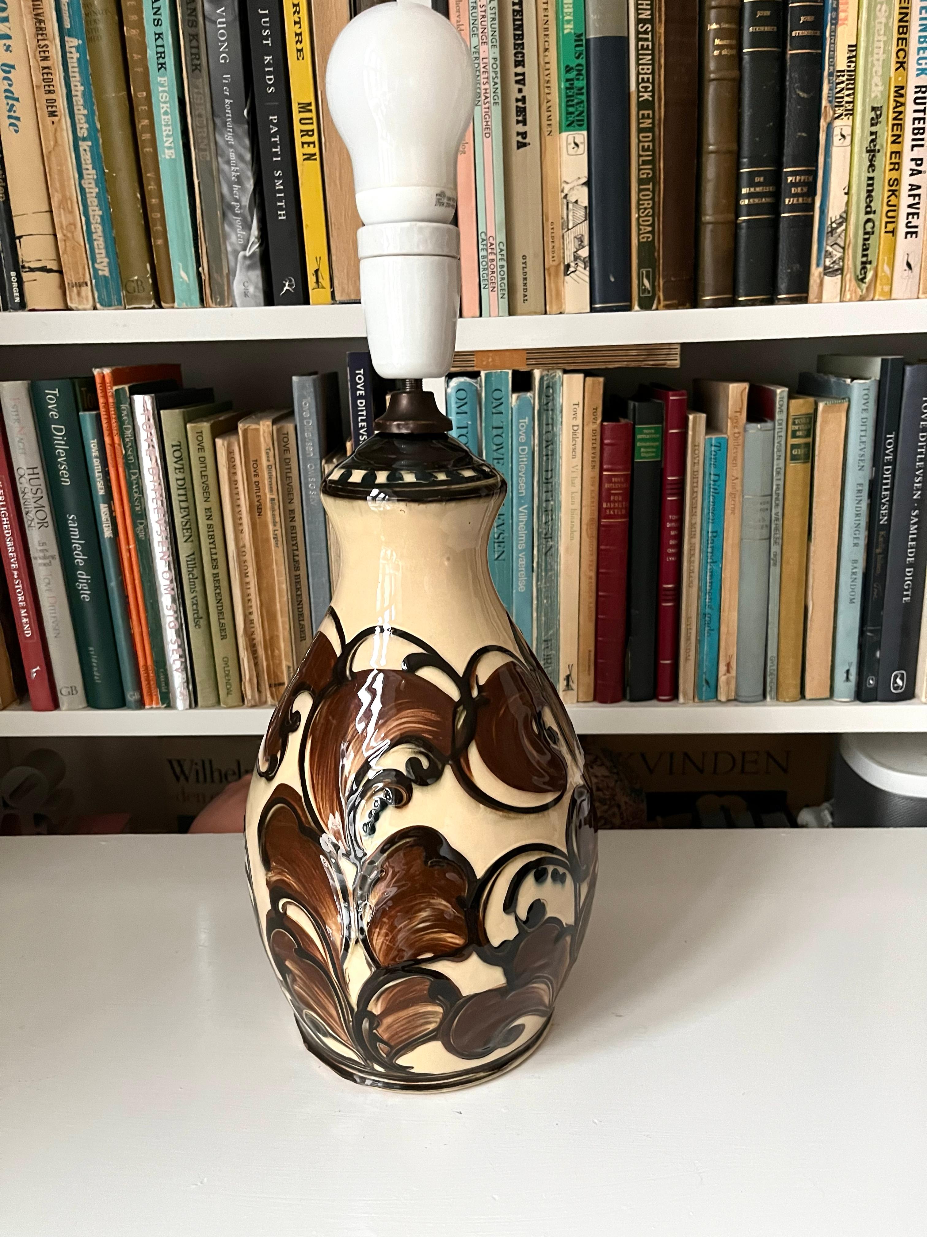 Ceramic Tall and rare Danish 1920s Danico Pottery ceramic table lamp art nouveau  For Sale