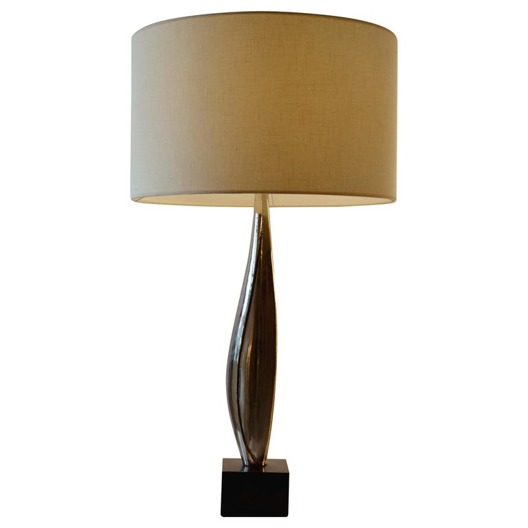 Table Lamp Maison Charles Nickel and Black Marble For Sale at 1stDibs
