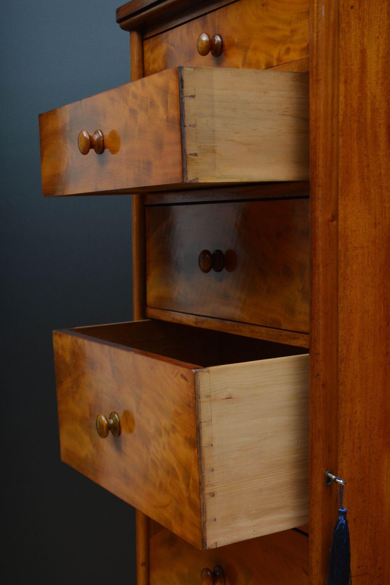 Tall and Slim Victorian Mahogany Chest of Drawers For Sale 7