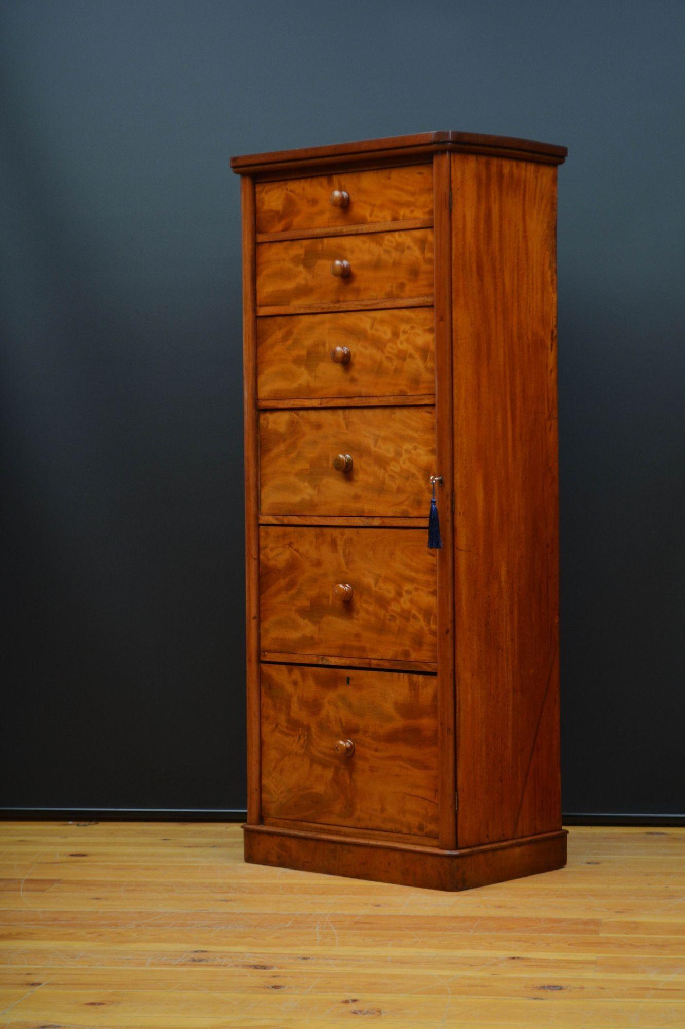 English Tall and Slim Victorian Mahogany Chest of Drawers For Sale