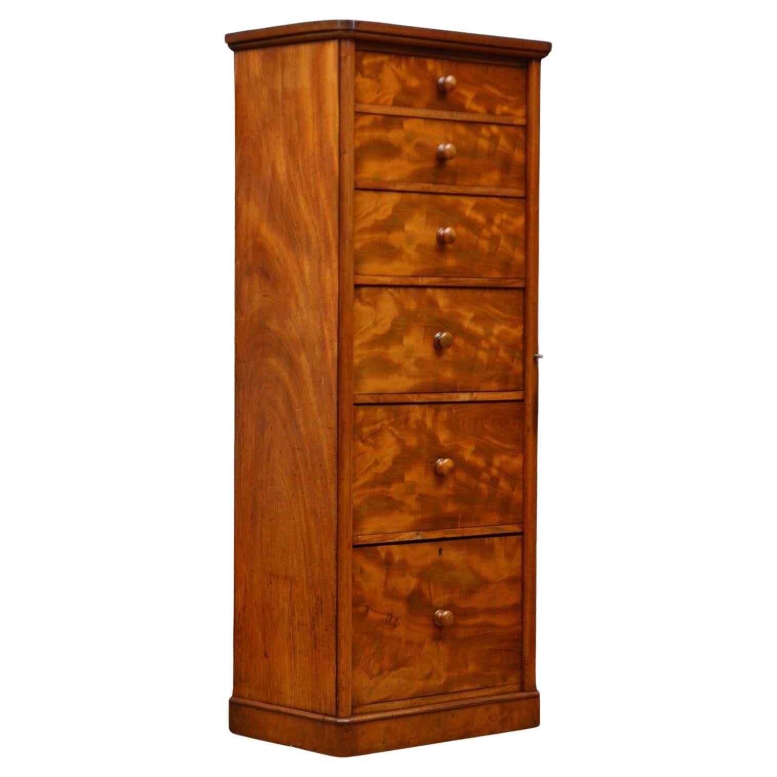 Tall and Slim Victorian Mahogany Chest of Drawers For Sale