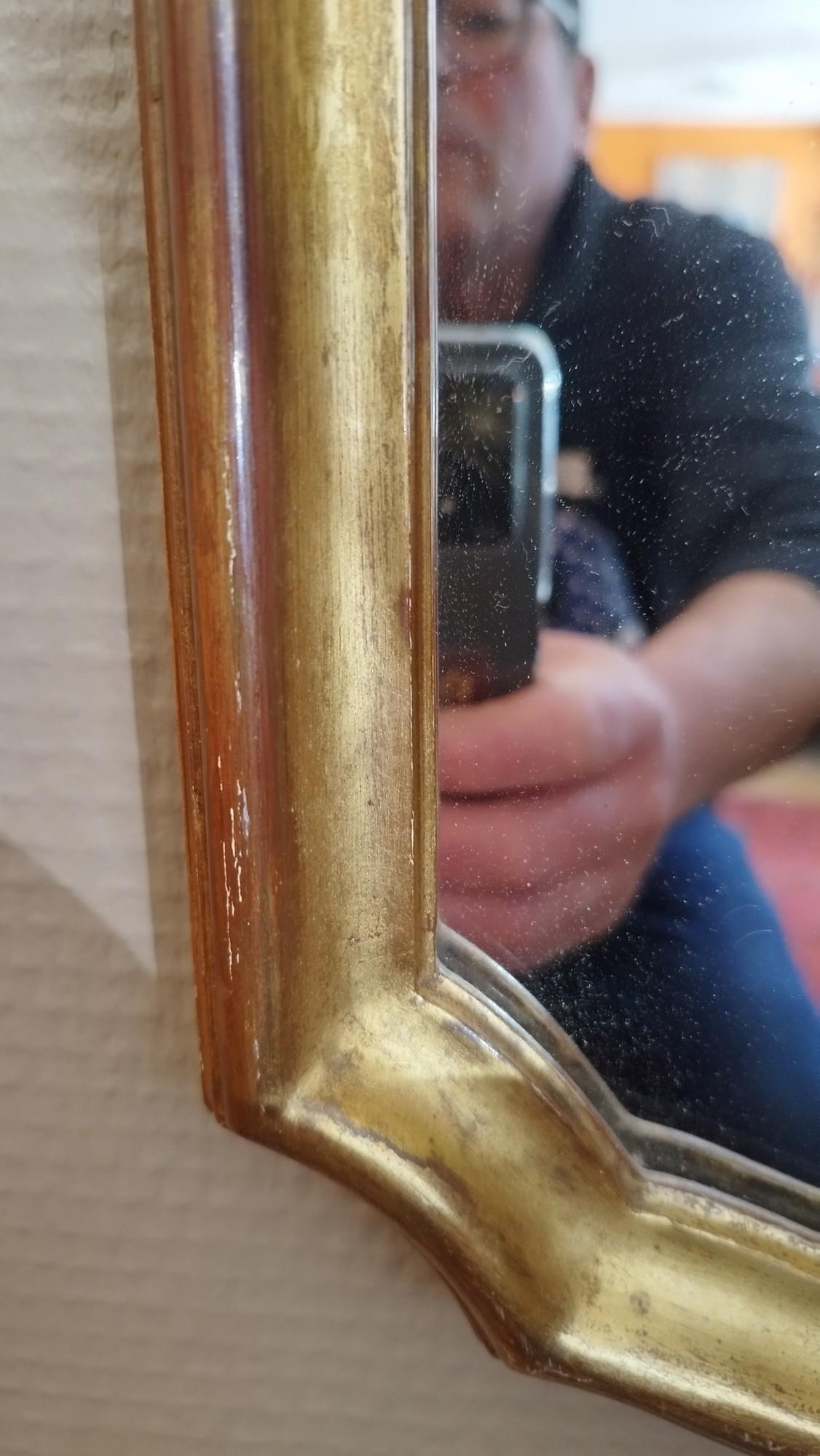 Tall and Thin Gilt Mirror, 1970 In Good Condition For Sale In NANTES, FR