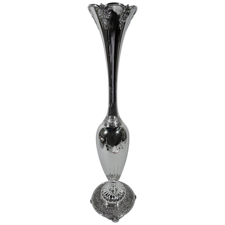 Antique Tall and Unusual Sterling Silver Vase by Tiffany For Sale at 1stDibs silver vase tall