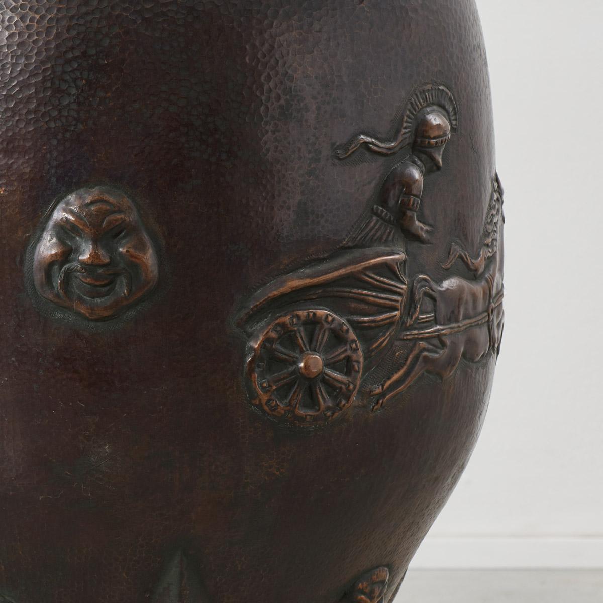 Mid-20th Century Tall Angelo Bragalini vase in copper - Italy, 1950s For Sale