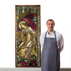 Tall Antique 19th Century Angel Stained Glass