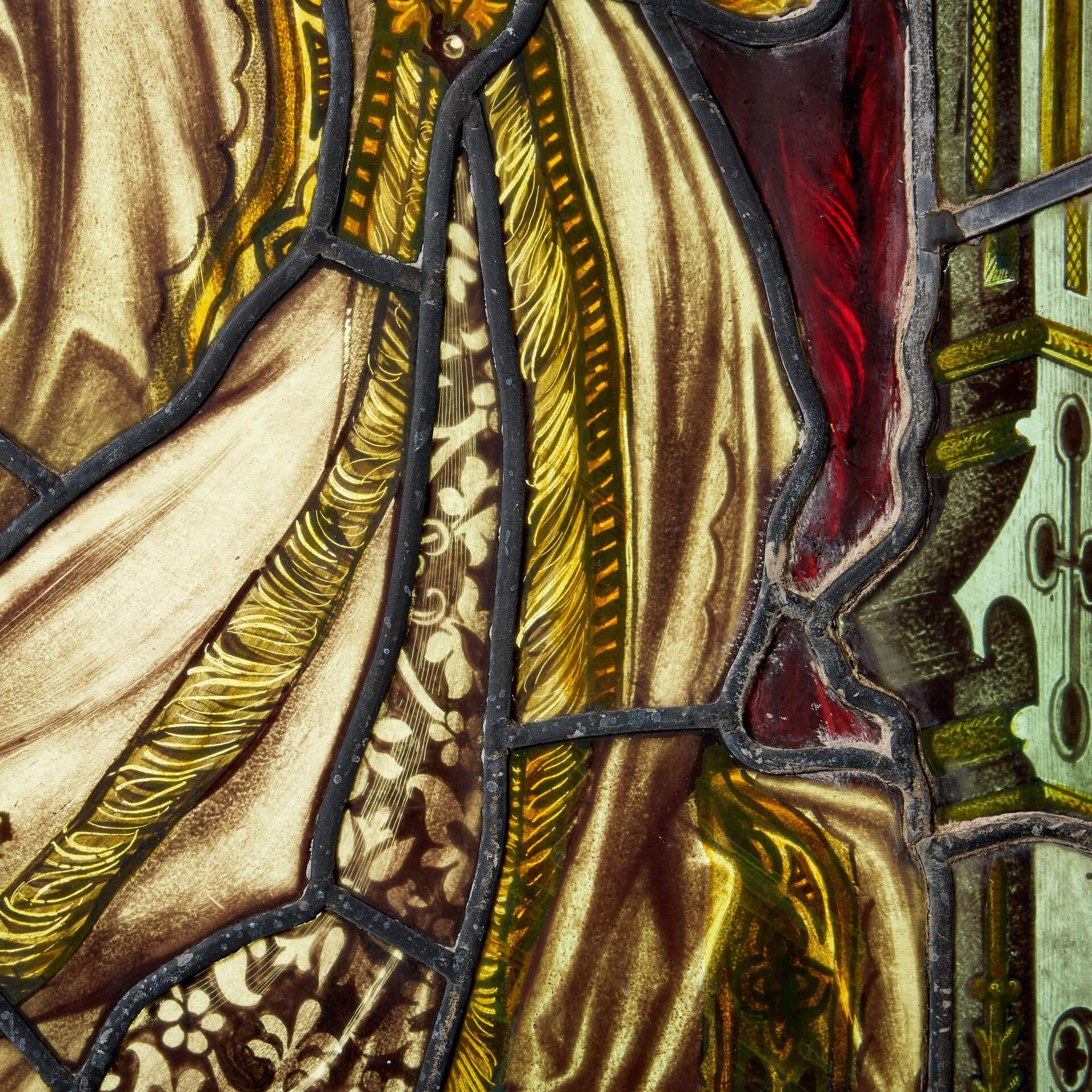 English Tall Antique 19th Century Angel Stained Glass For Sale