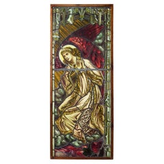 Tall Antique 19th Century Angel Stained Glass