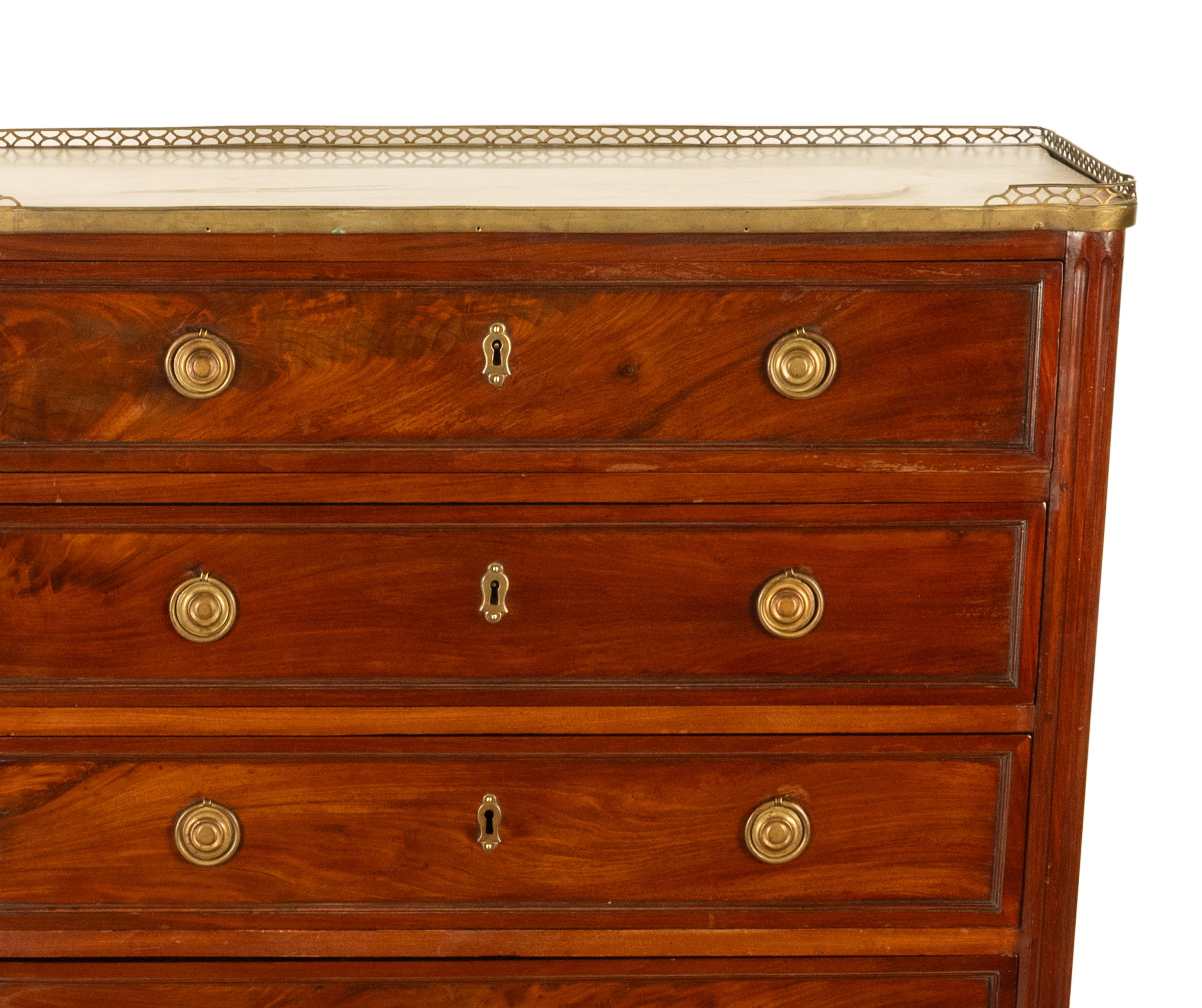 Tall Antique 19thC Französisch Louis XVI Semainier Mahagoni Marmor Kommode Schubladen 1880 im Angebot 9