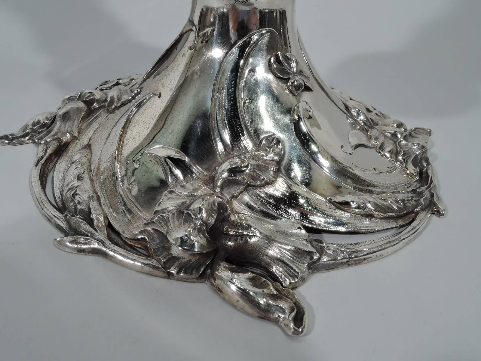 Tall Antique American Art Nouveau Sterling Silver Vase 1