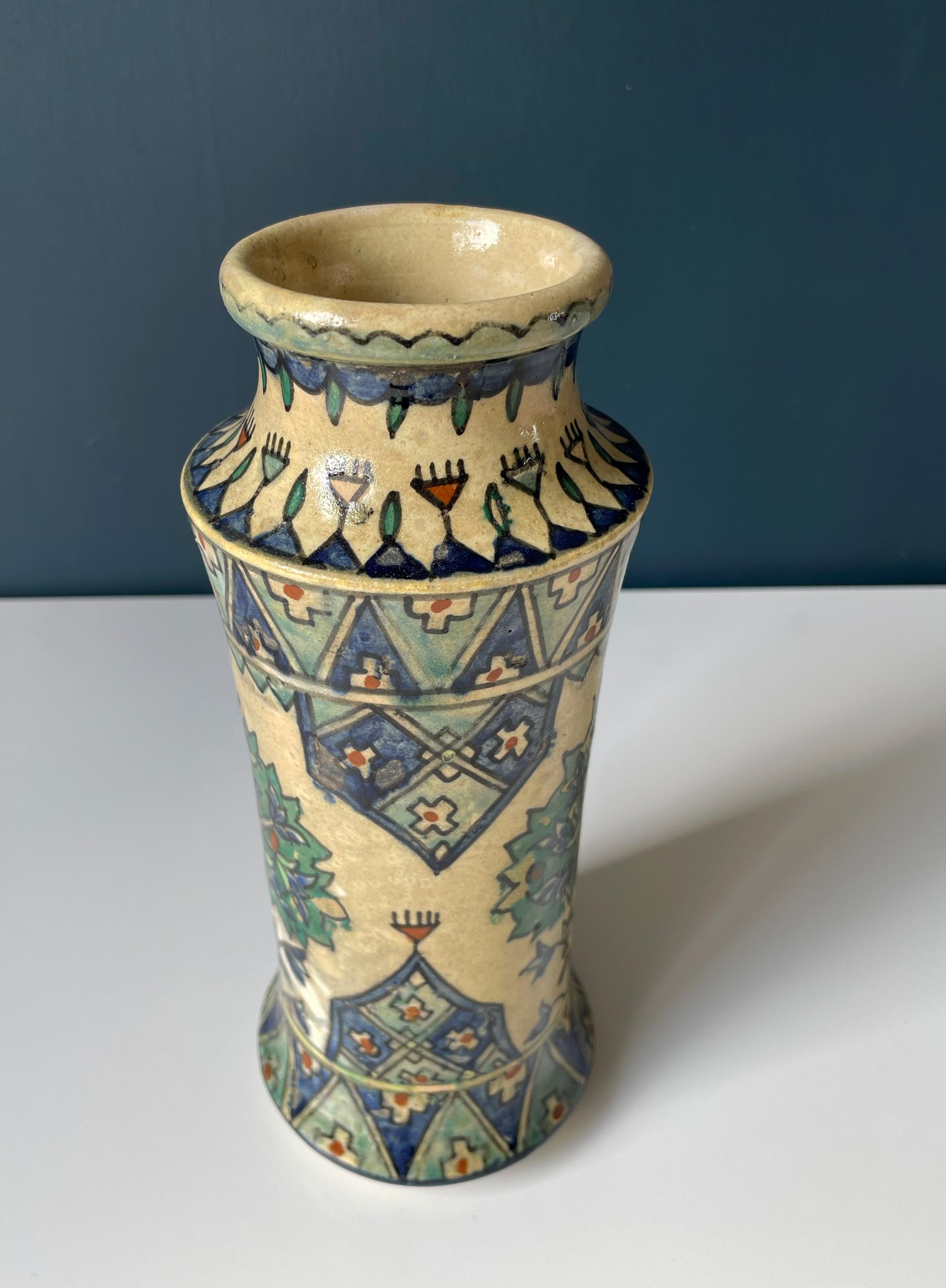 Ceramic Tall Antique Armenian Pottery Vase circa 1920s, Jerusalem For Sale