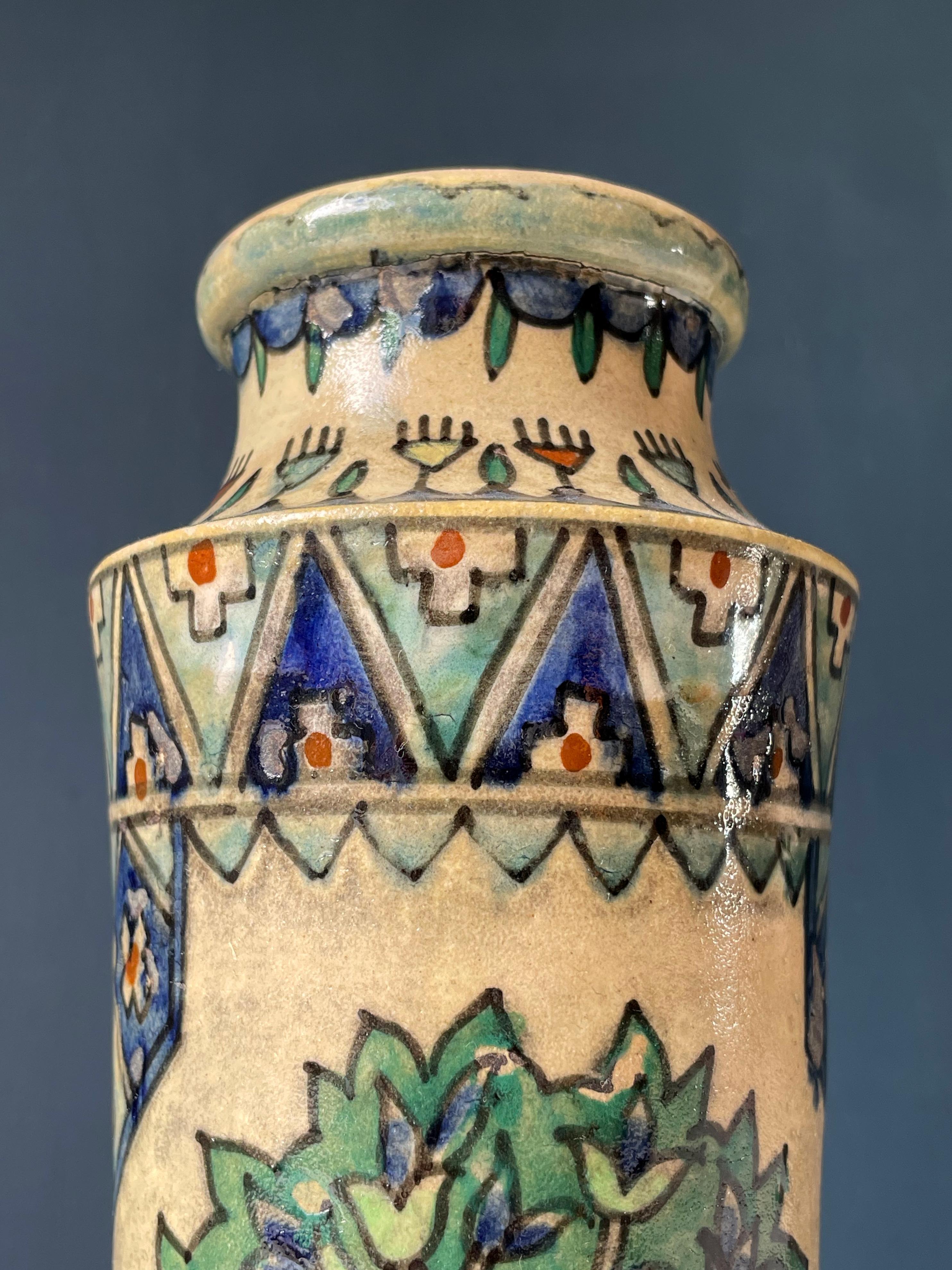 Tall Antique Armenian Pottery Vase circa 1920s, Jerusalem For Sale 1