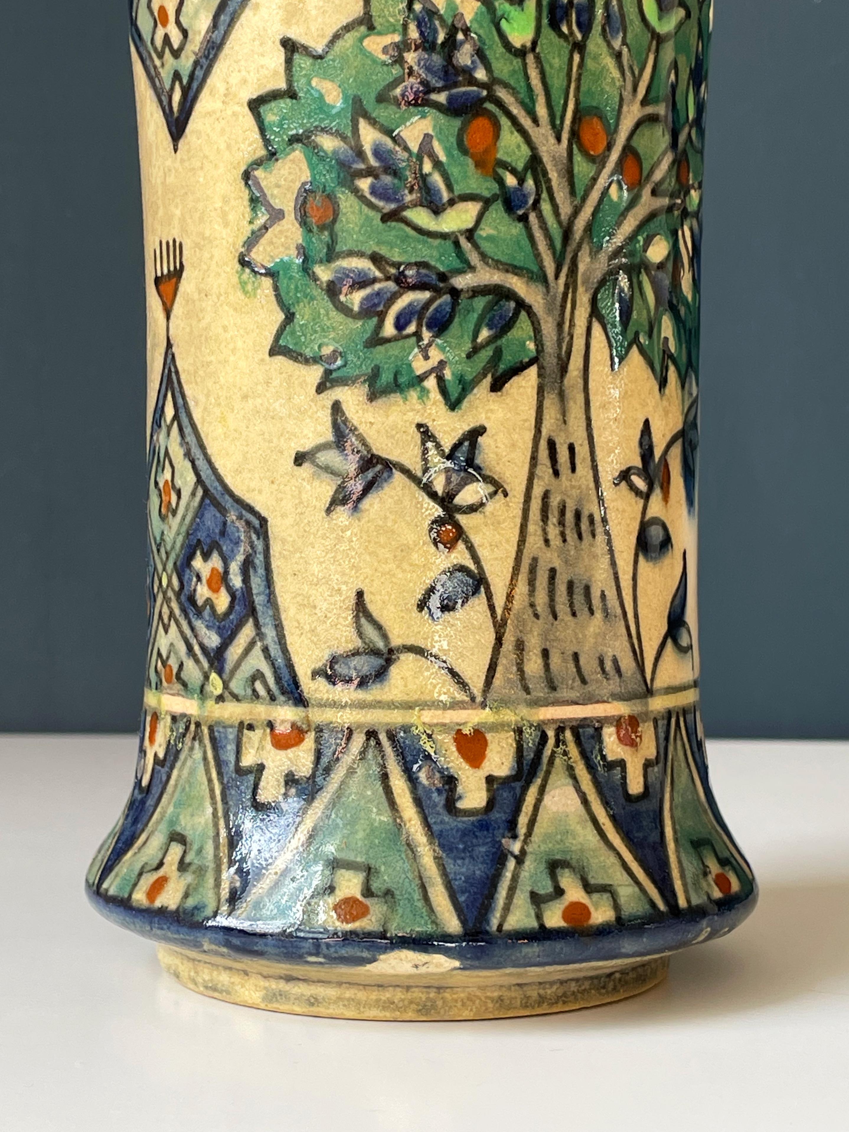 Tall Antique Armenian Pottery Vase circa 1920s, Jerusalem For Sale 3