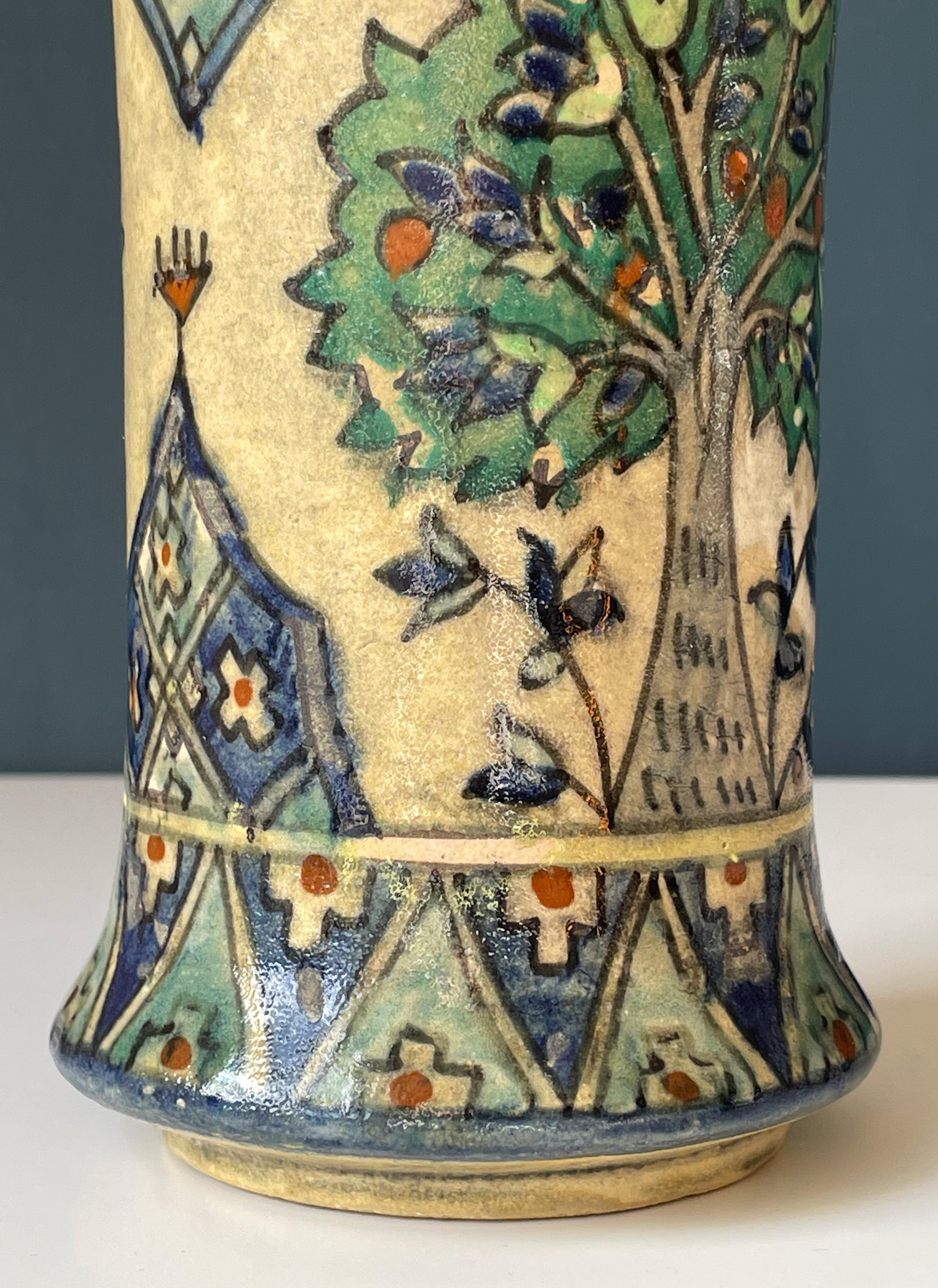 Tall Antique Armenian Pottery Vase circa 1920s, Jerusalem For Sale 4
