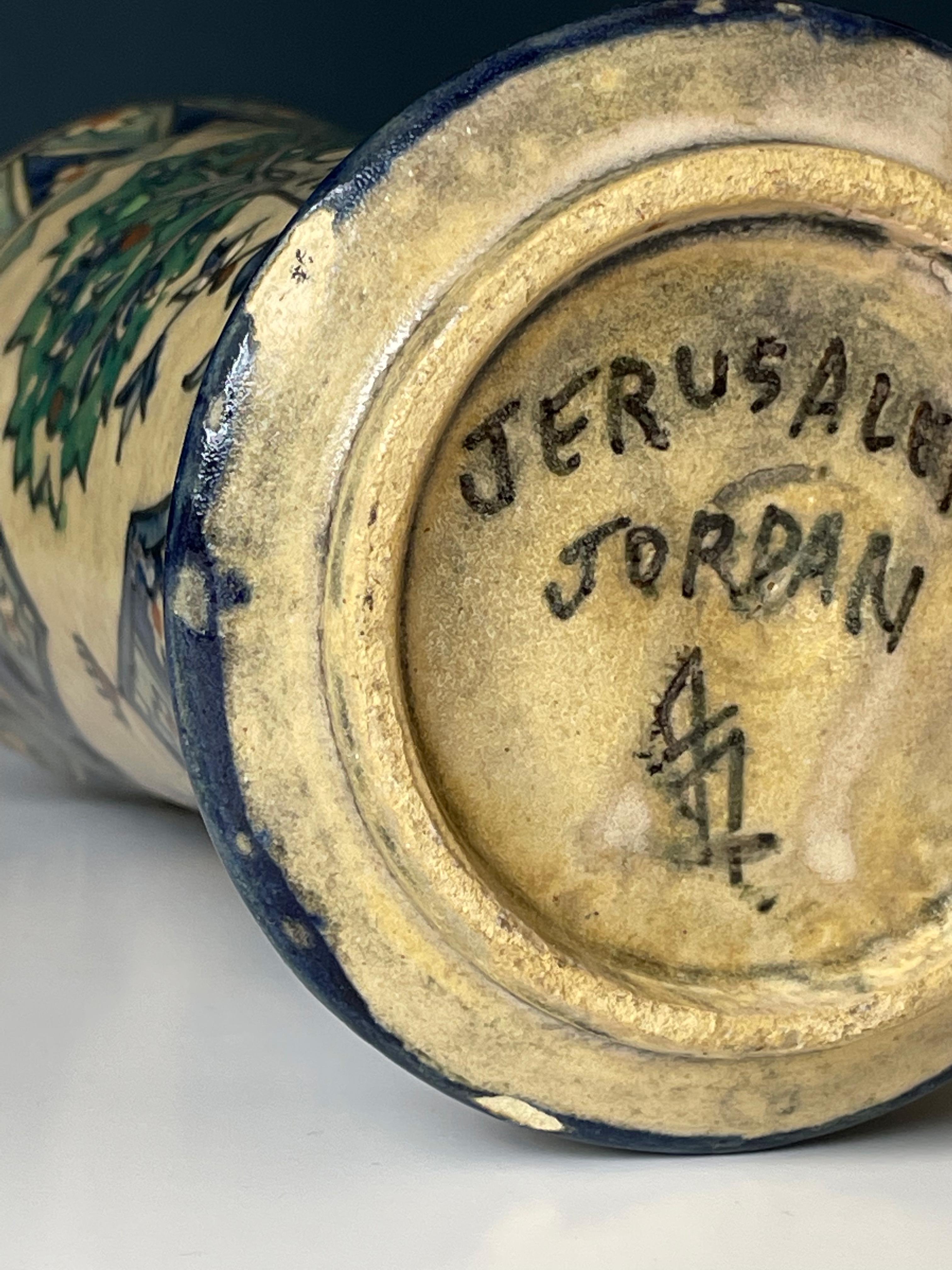 Tall Antique Armenian Pottery Vase circa 1920s, Jerusalem For Sale 6