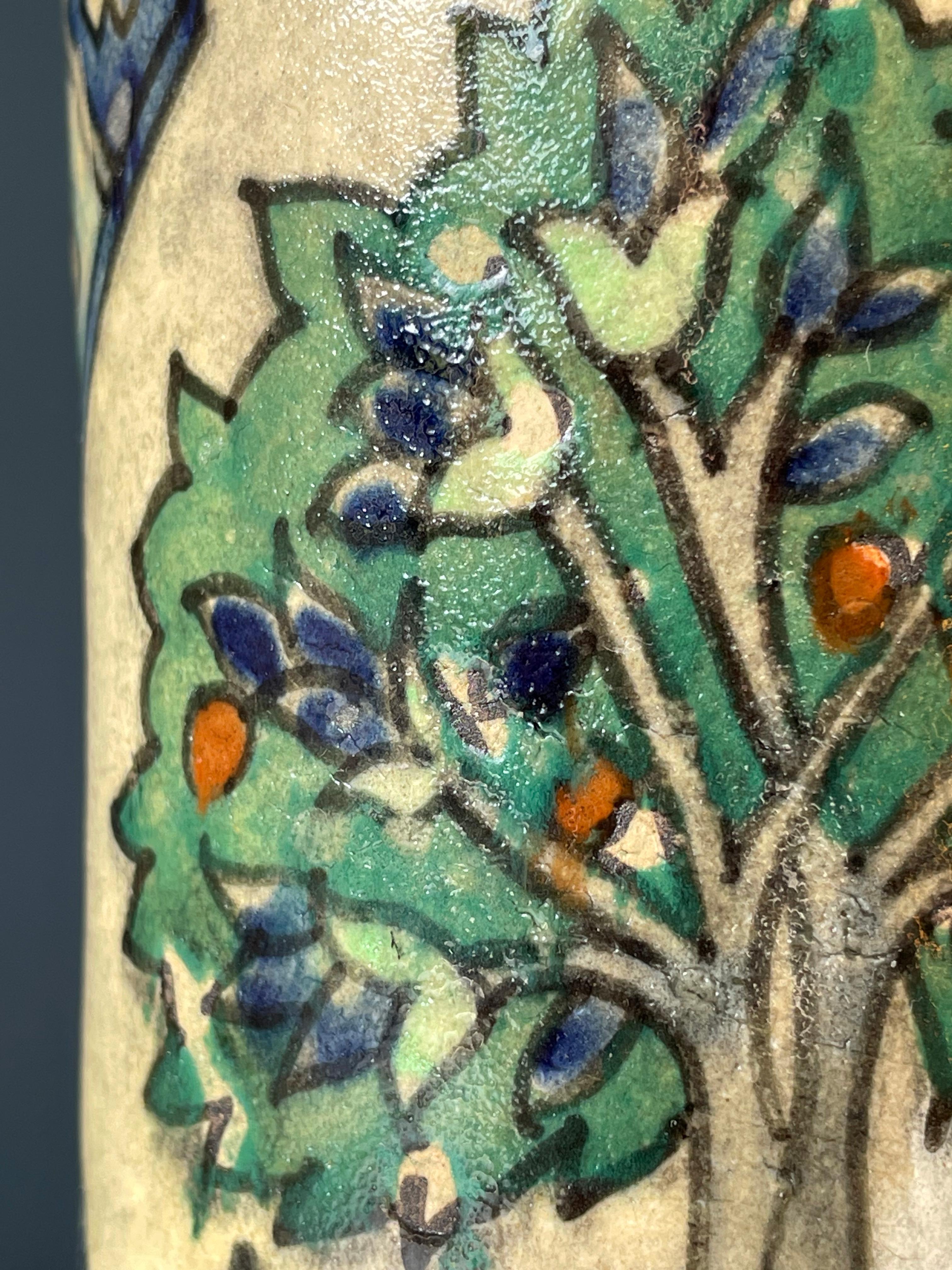 Israeli Tall Antique Armenian Pottery Vase circa 1920s, Jerusalem For Sale