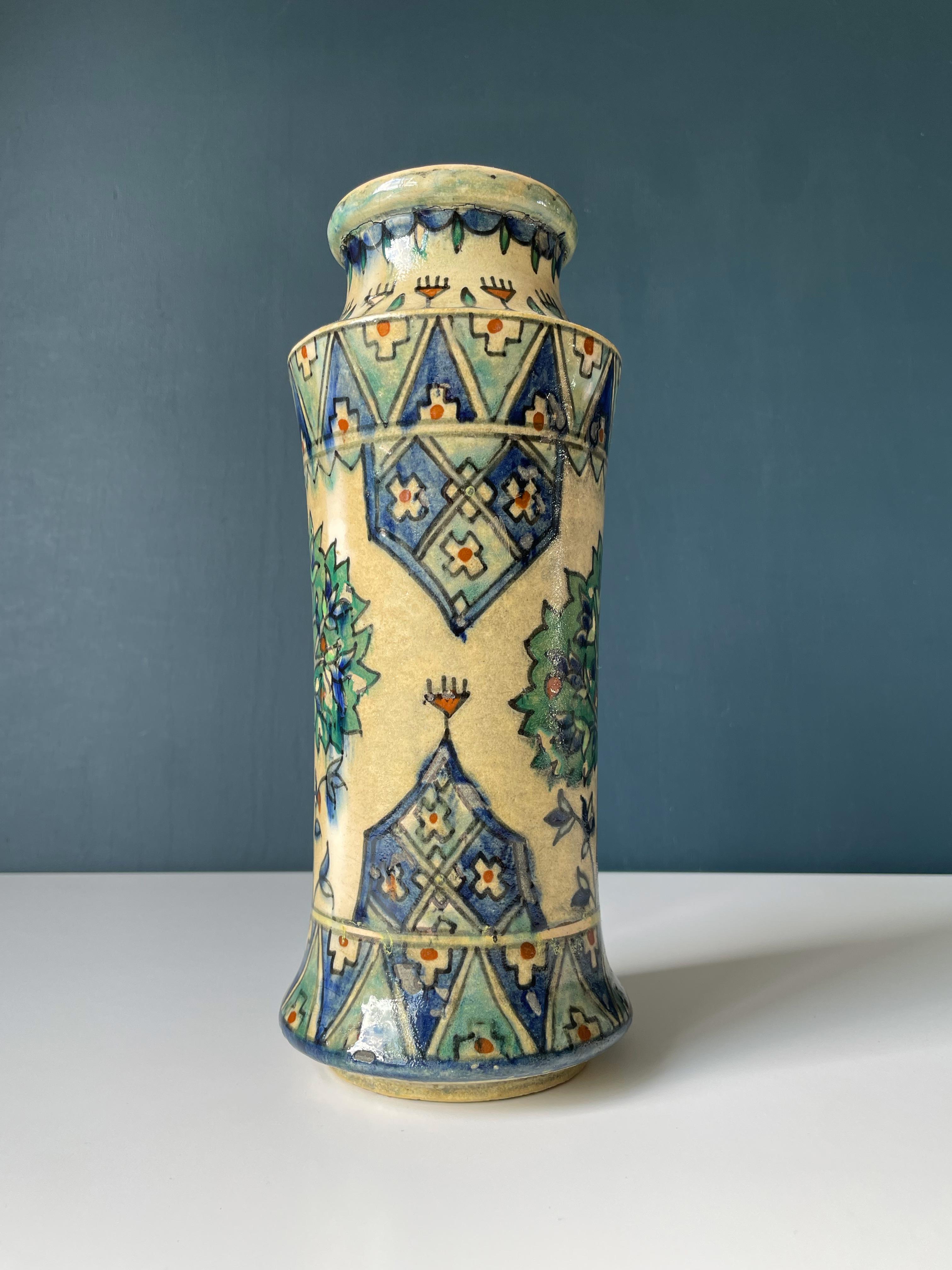 20th Century Tall Antique Armenian Pottery Vase circa 1920s, Jerusalem For Sale