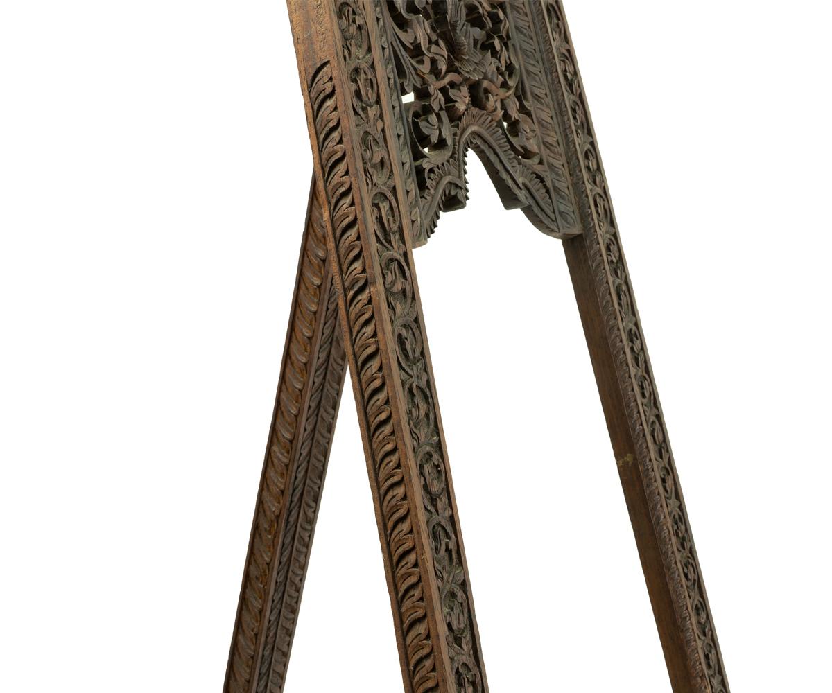 Tall Antique Asian Easel with Extraordinary Carvings For Sale 2