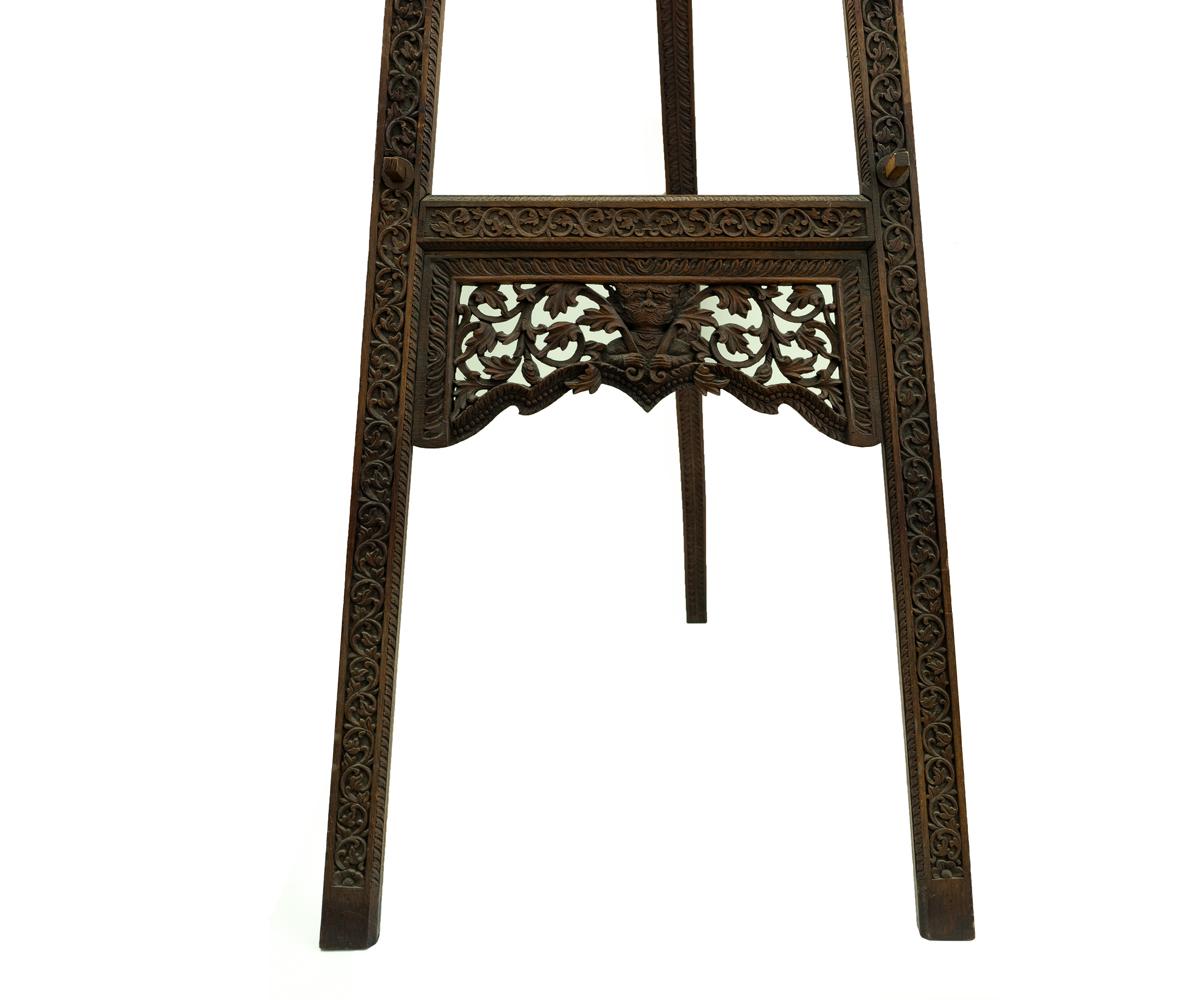 Tall Antique Asian Easel with Extraordinary Carvings For Sale 3