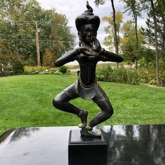 Tall Antique Bronze Dancing Heavenly Angel Aspara, Angkor Wat Lover Dance