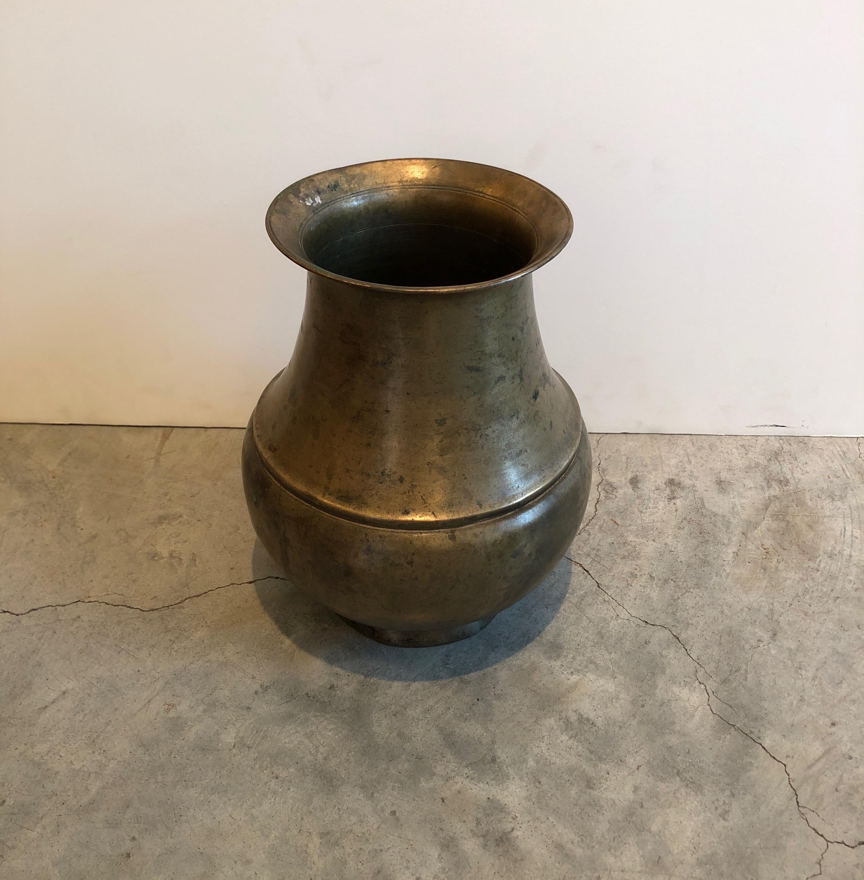 Tall Antique Bronze Tibetan Monastery Decanter In Good Condition In New York, NY