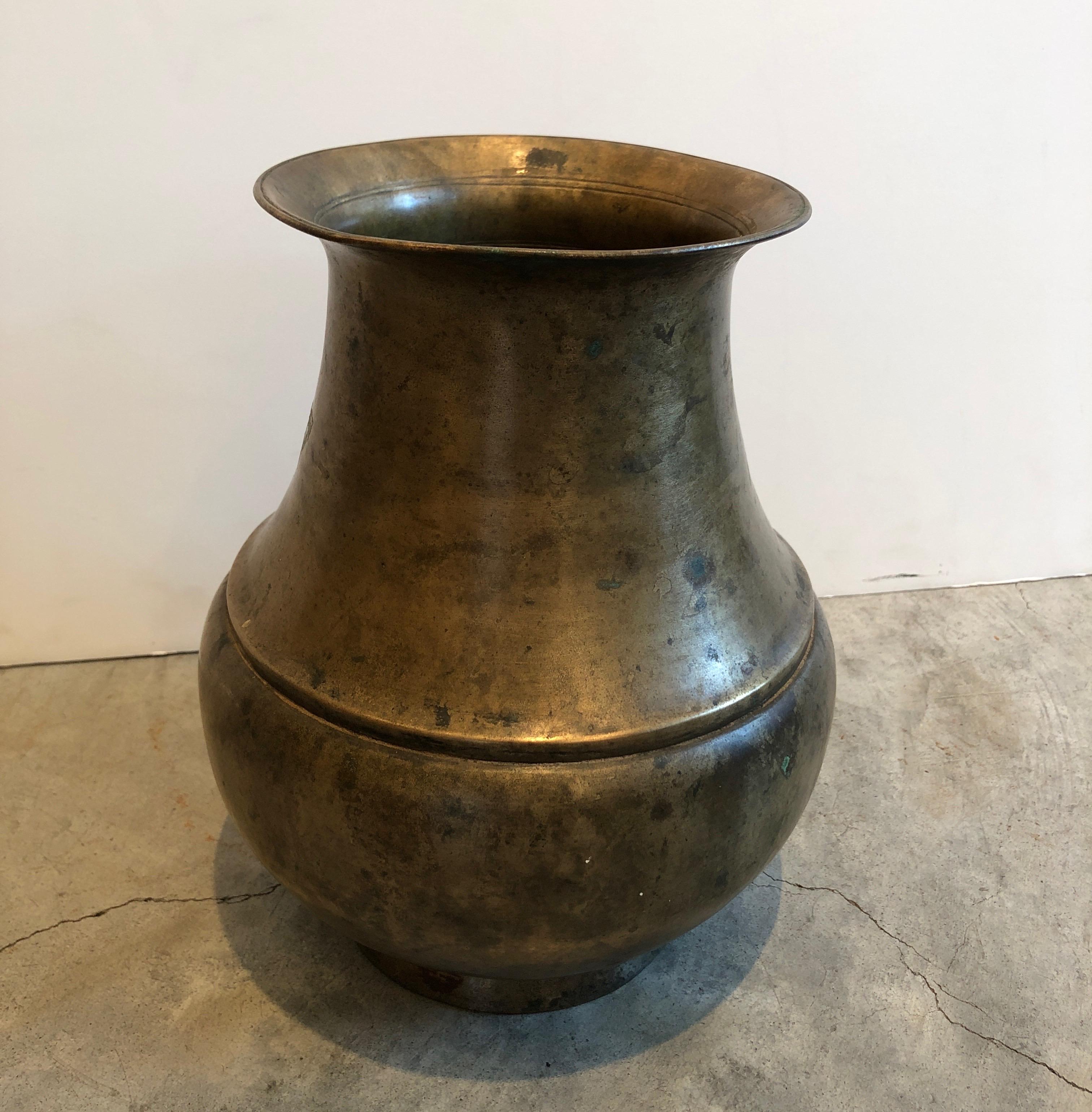 19th Century Tall Antique Bronze Tibetan Monastery Decanter