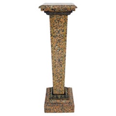 Tall Antique c1920s Brass Mount Inlayed Granite 12” Square Pedestal Stand MINT
