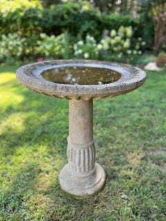 Tall Antique Cast Stone Pedestal Bird Bath