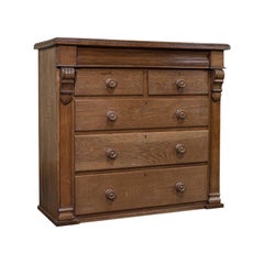 Tall Antique Chest of Drawers, French, Oak, Bedroom, Tallboy, Victorian, C.1900