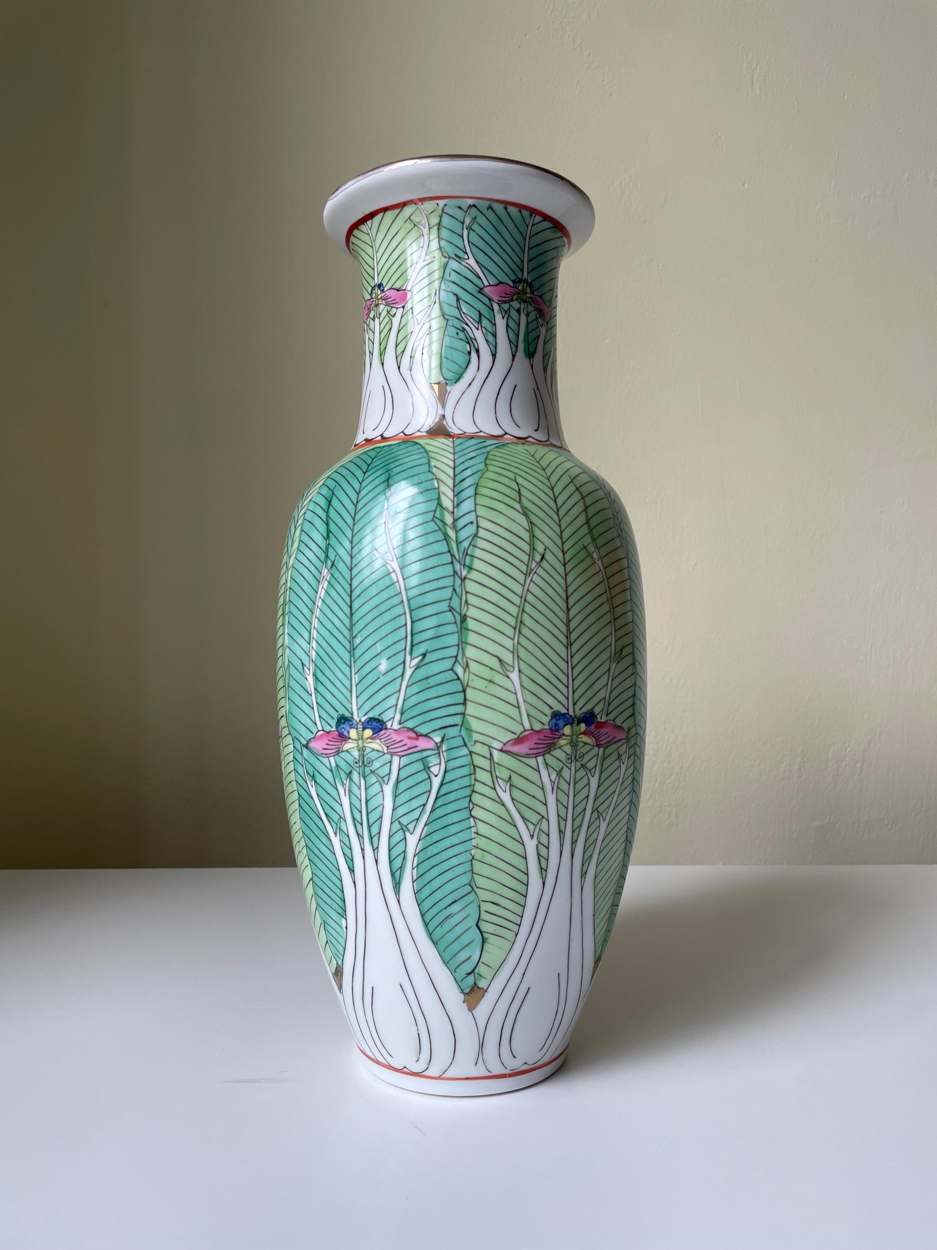 Art Nouveau Antique Tall Chinese Organic Decor Vase, Early 20th Century For Sale