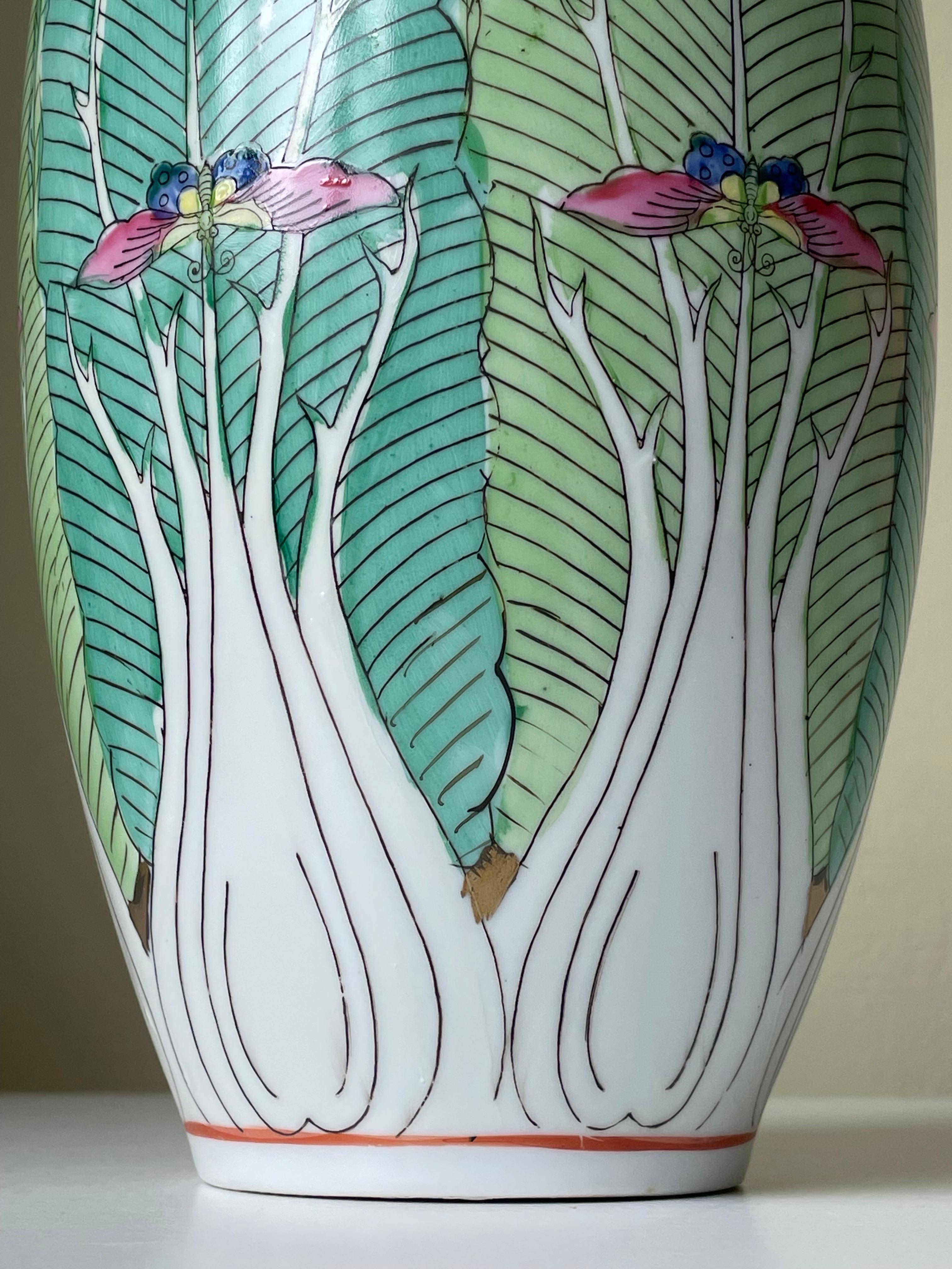 Porcelain Antique Tall Chinese Organic Decor Vase, Early 20th Century For Sale