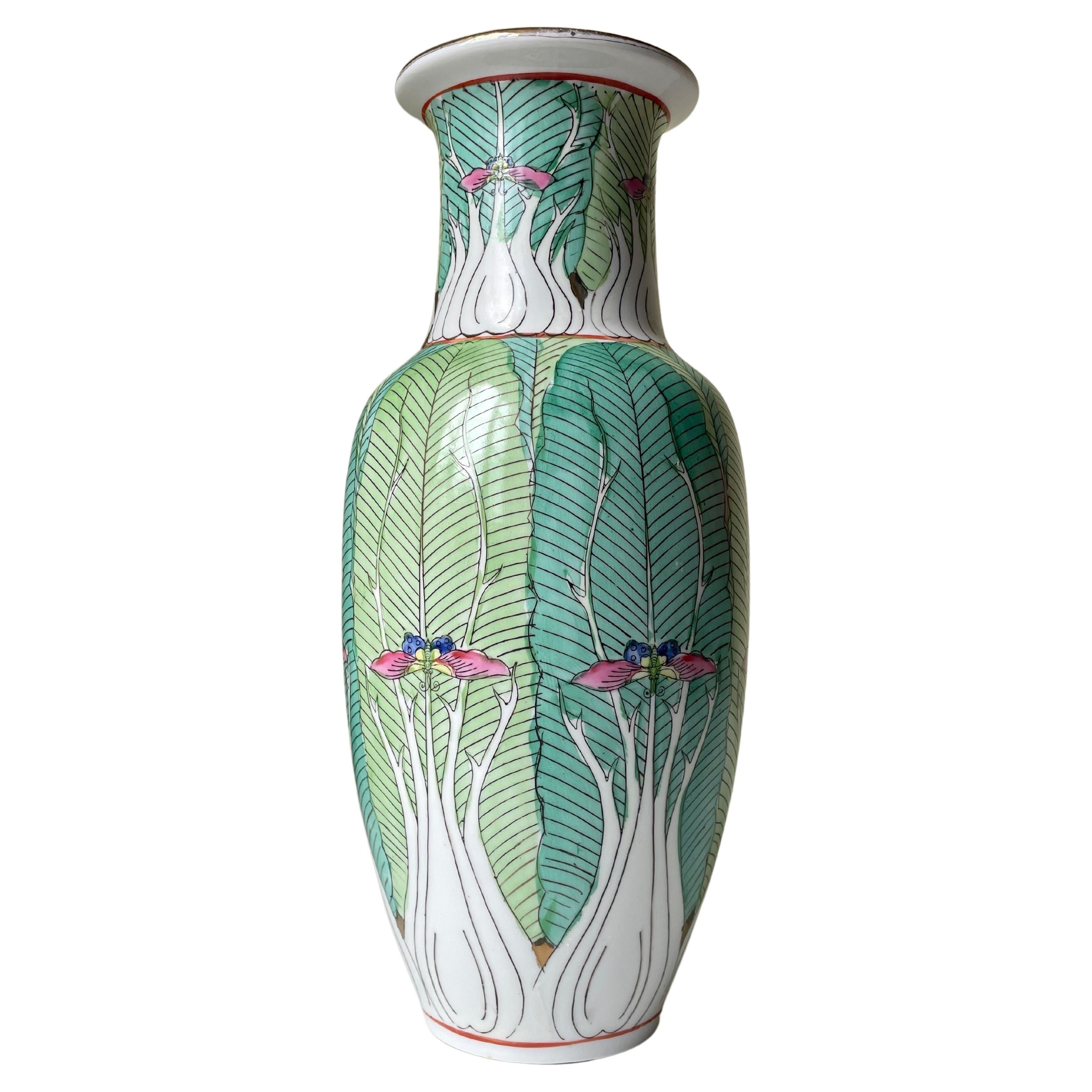Antique Tall Chinese Organic Decor Vase, Early 20th Century For Sale