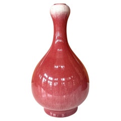 Tall Antique Chinese Langyao Red Porcelain Vase Qing Qianlong Mark