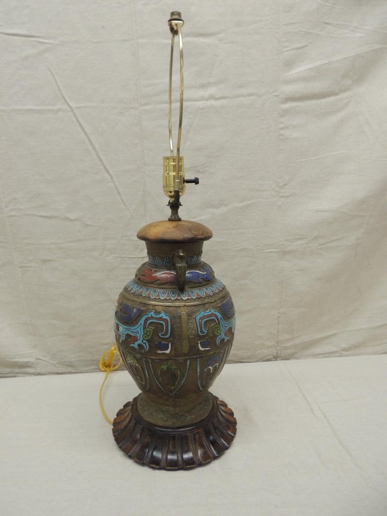 Tall Antique Cloisonné Table Lamp at 1stDibs