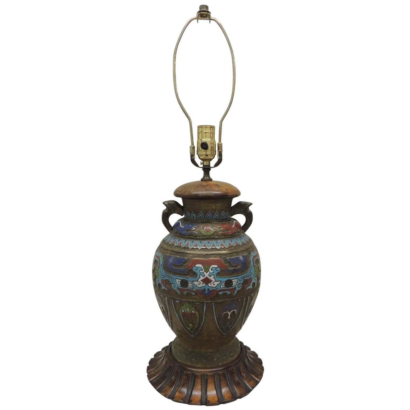 Tall Antique Cloisonné Table Lamp at 1stDibs
