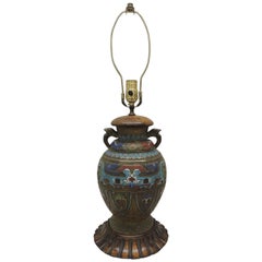 Tall Antique Cloisonné Table Lamp