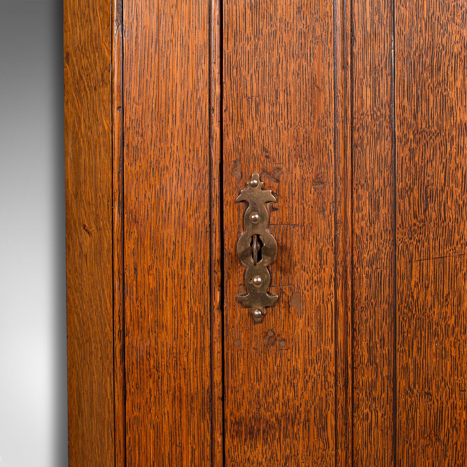 Tall Antique Corner Cabinet, English, Oak, 4 Shelf Wall Cupboard, Georgian, 1800 For Sale 2