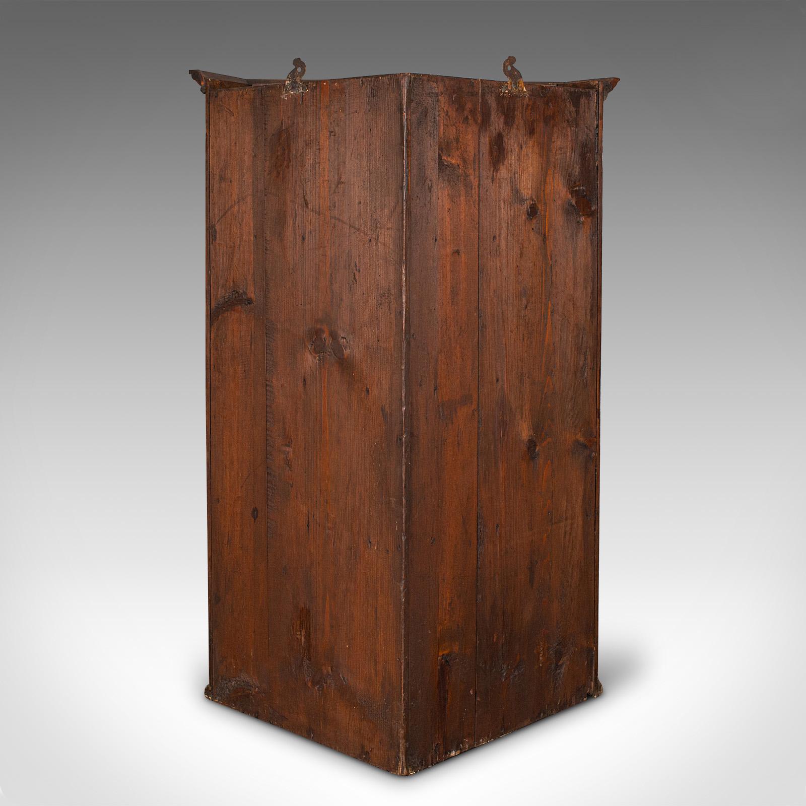 Tall Antique Corner Cabinet, English, Oak, 4 Shelf Wall Cupboard, Georgian, 1800 For Sale 4